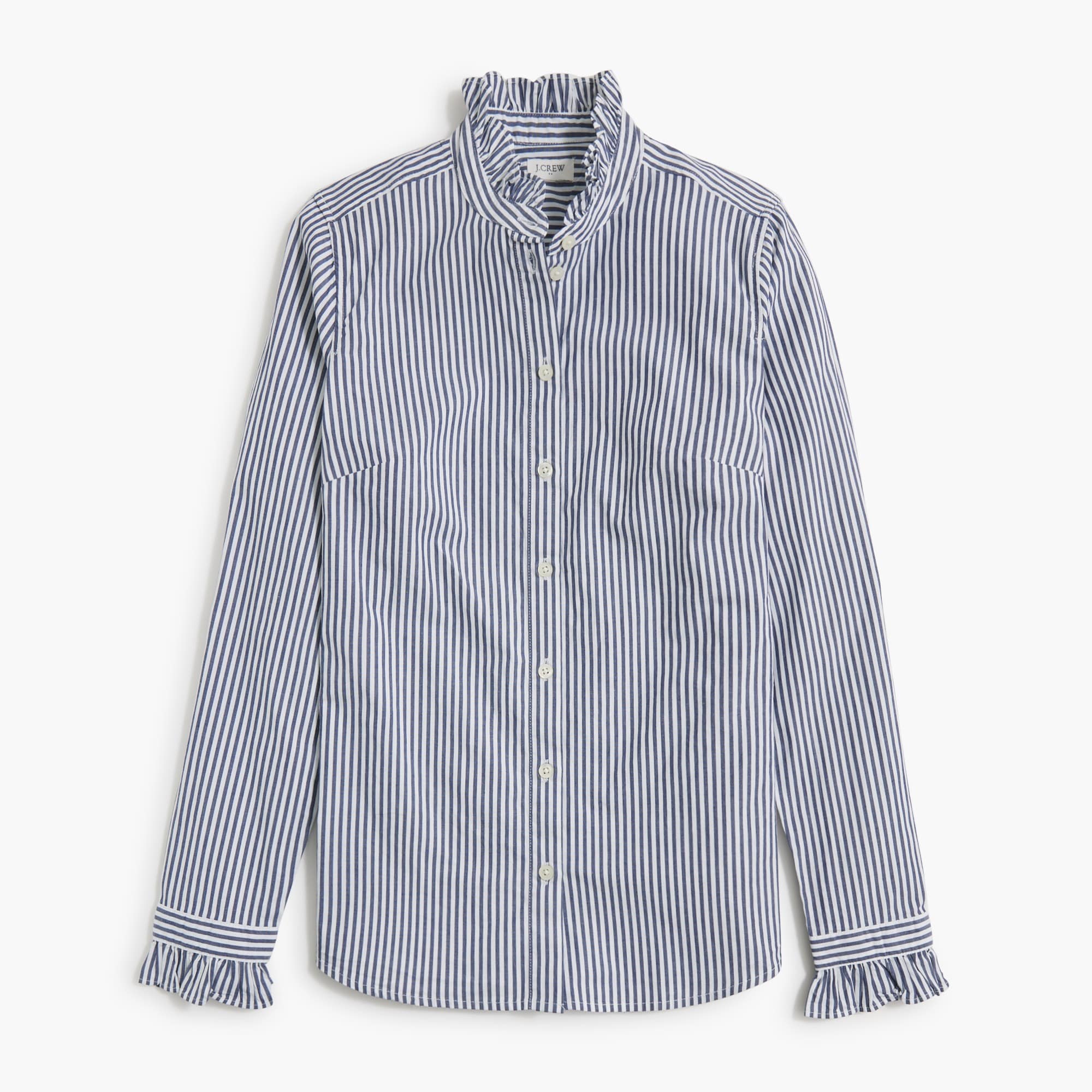 Ruffleneck button-up top