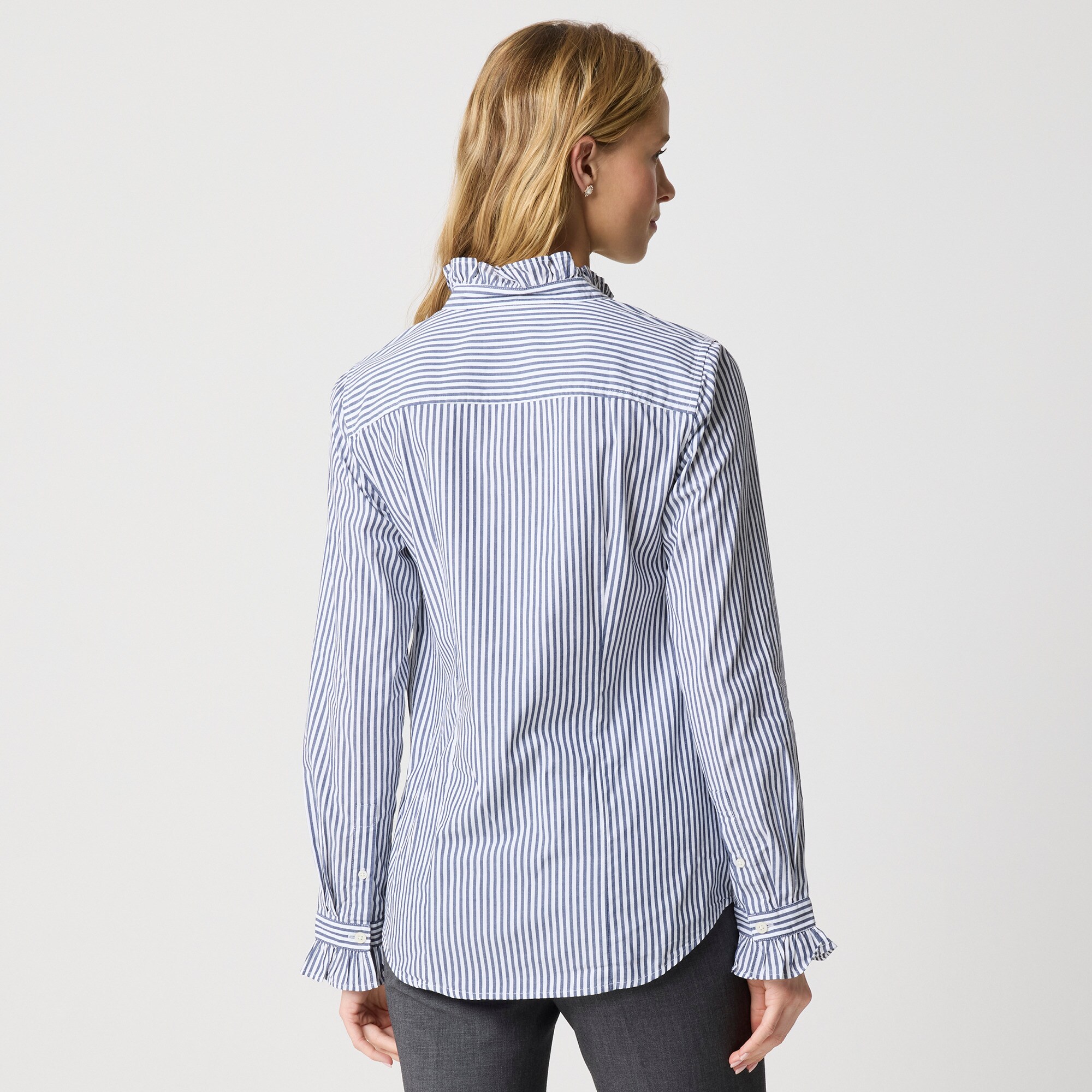 Ruffleneck button-up top