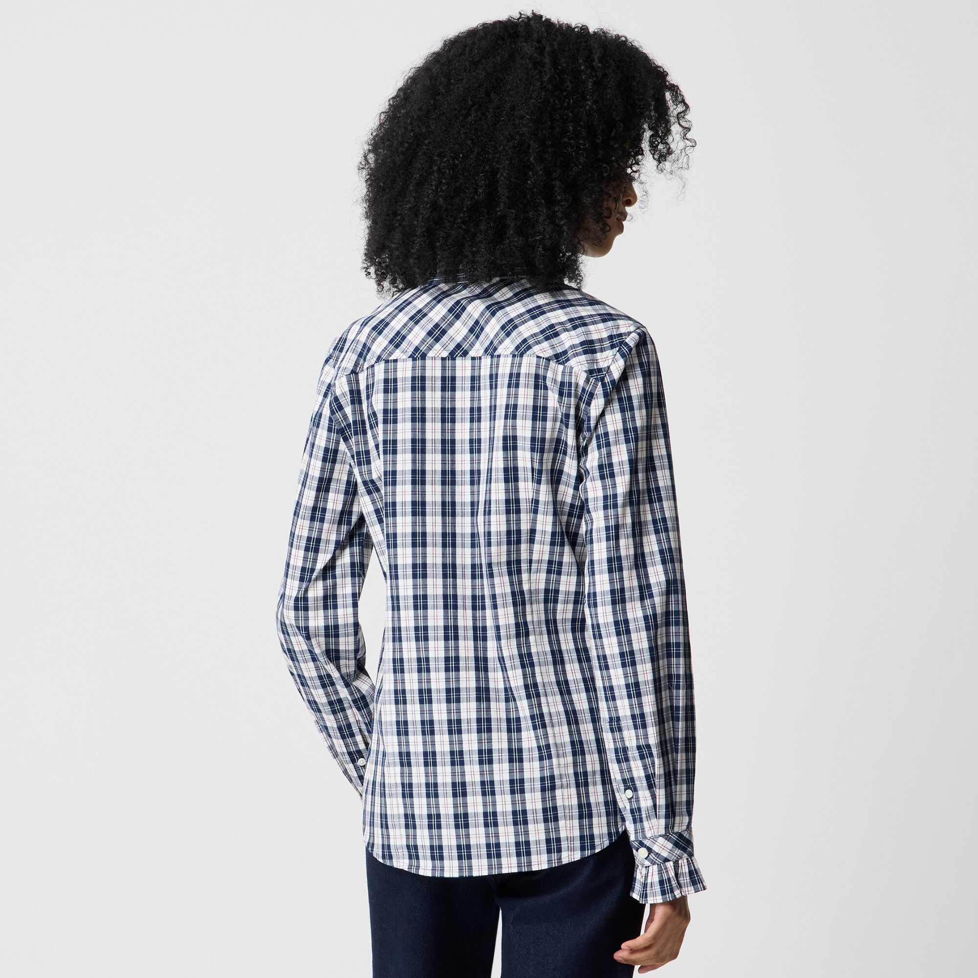 Ruffleneck button-up top