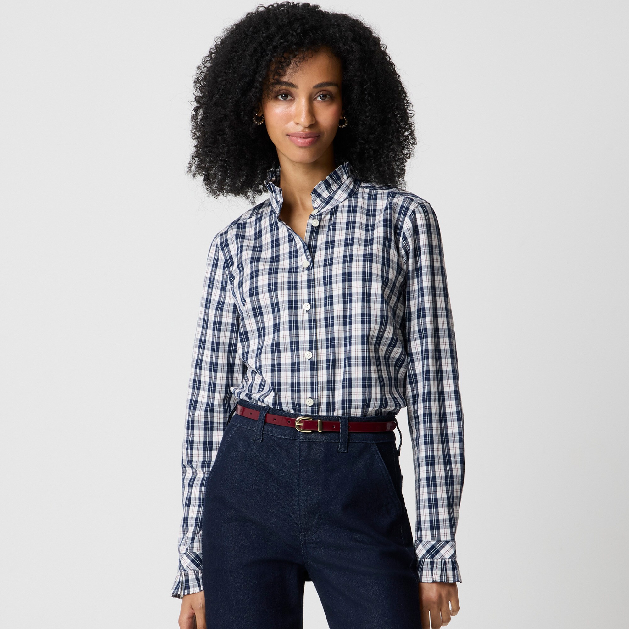  Ruffleneck button-up top