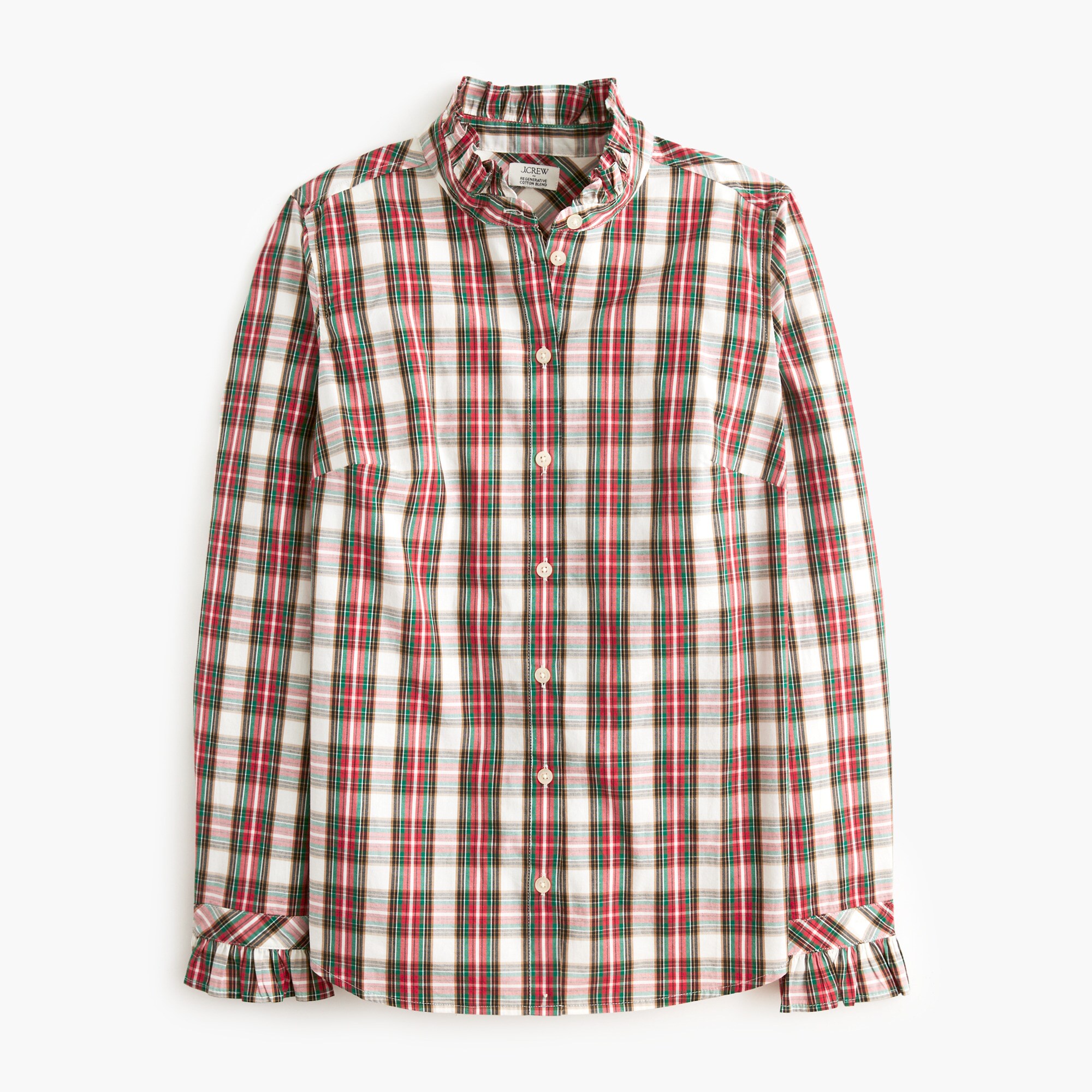 Ruffleneck button-up top