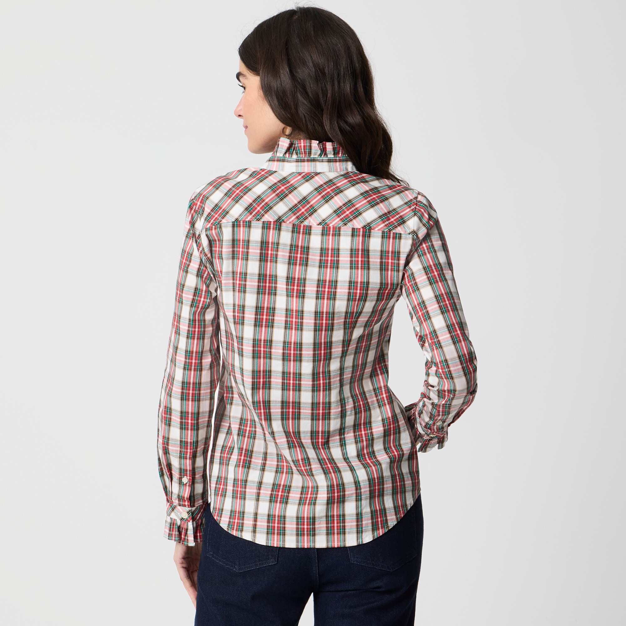 Ruffleneck button-up top