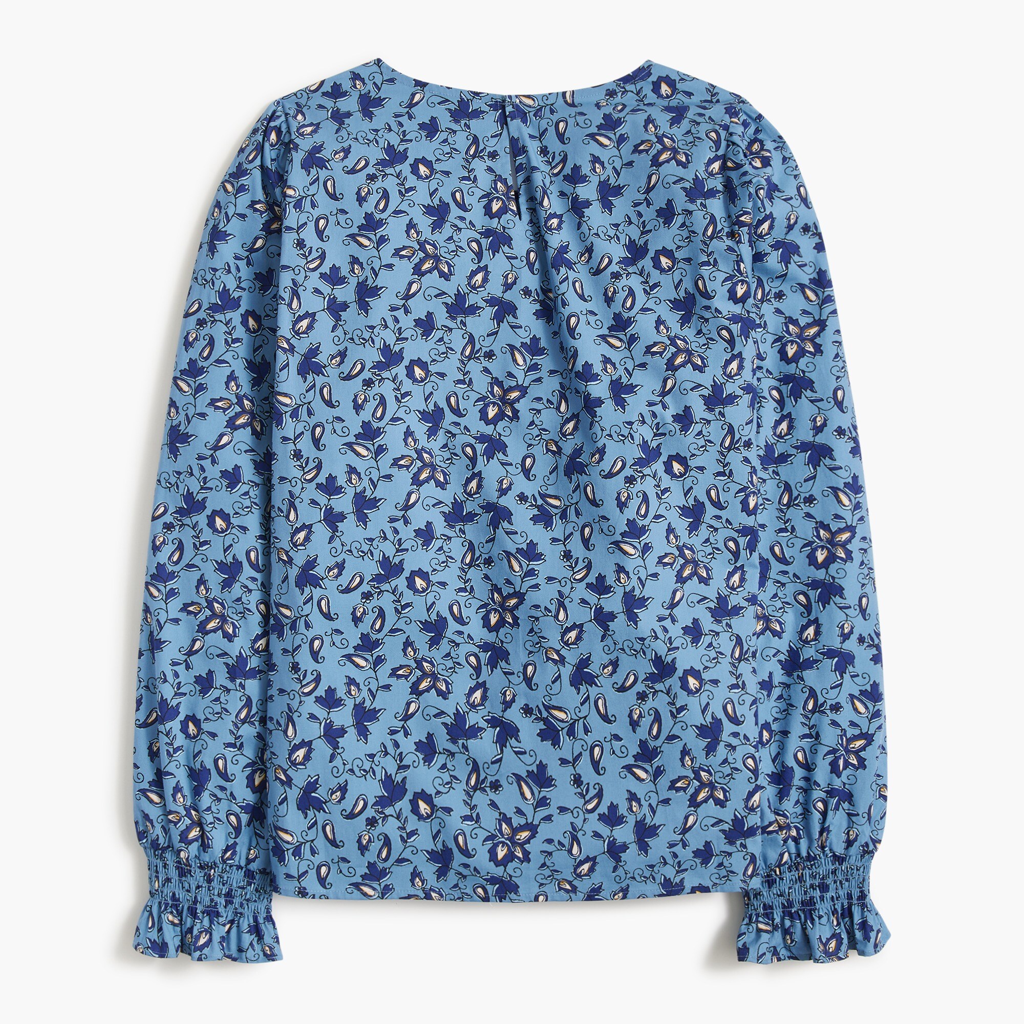 Long-sleeve printed poplin blouse