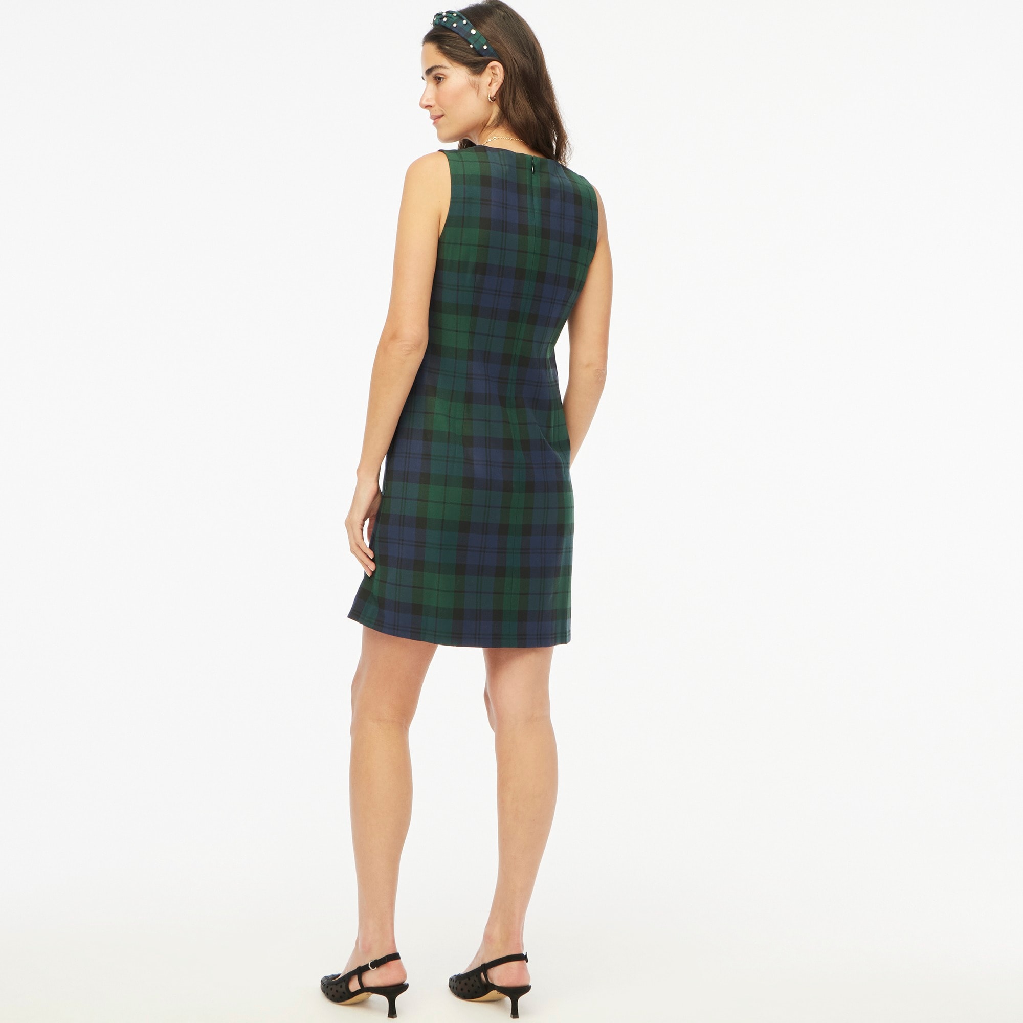Black Watch sleeveless V-neck shift dress