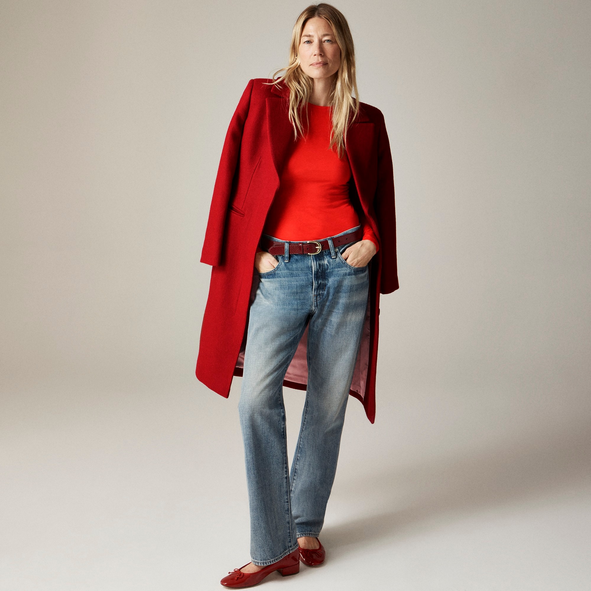 Tissue crepe long-sleeve T-shirt