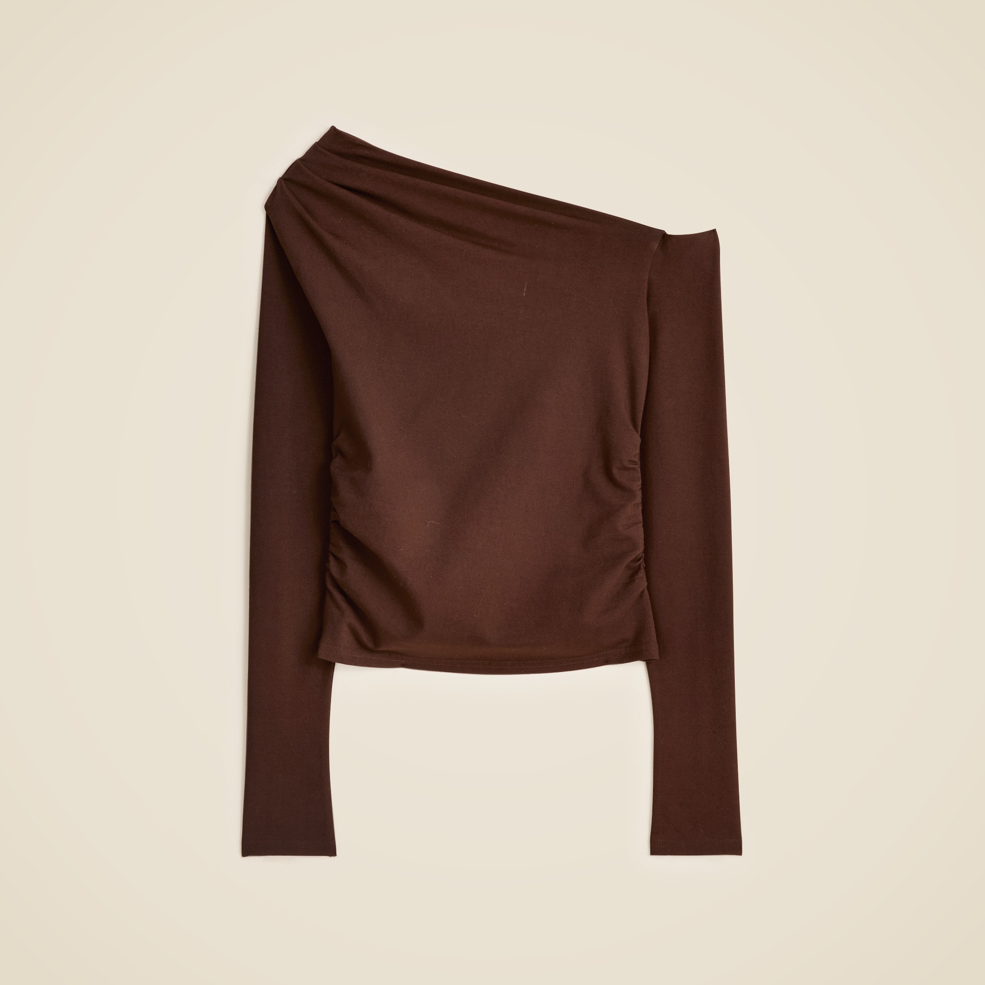Asymmetrical off-the-shoulder top in stretch cotton blend