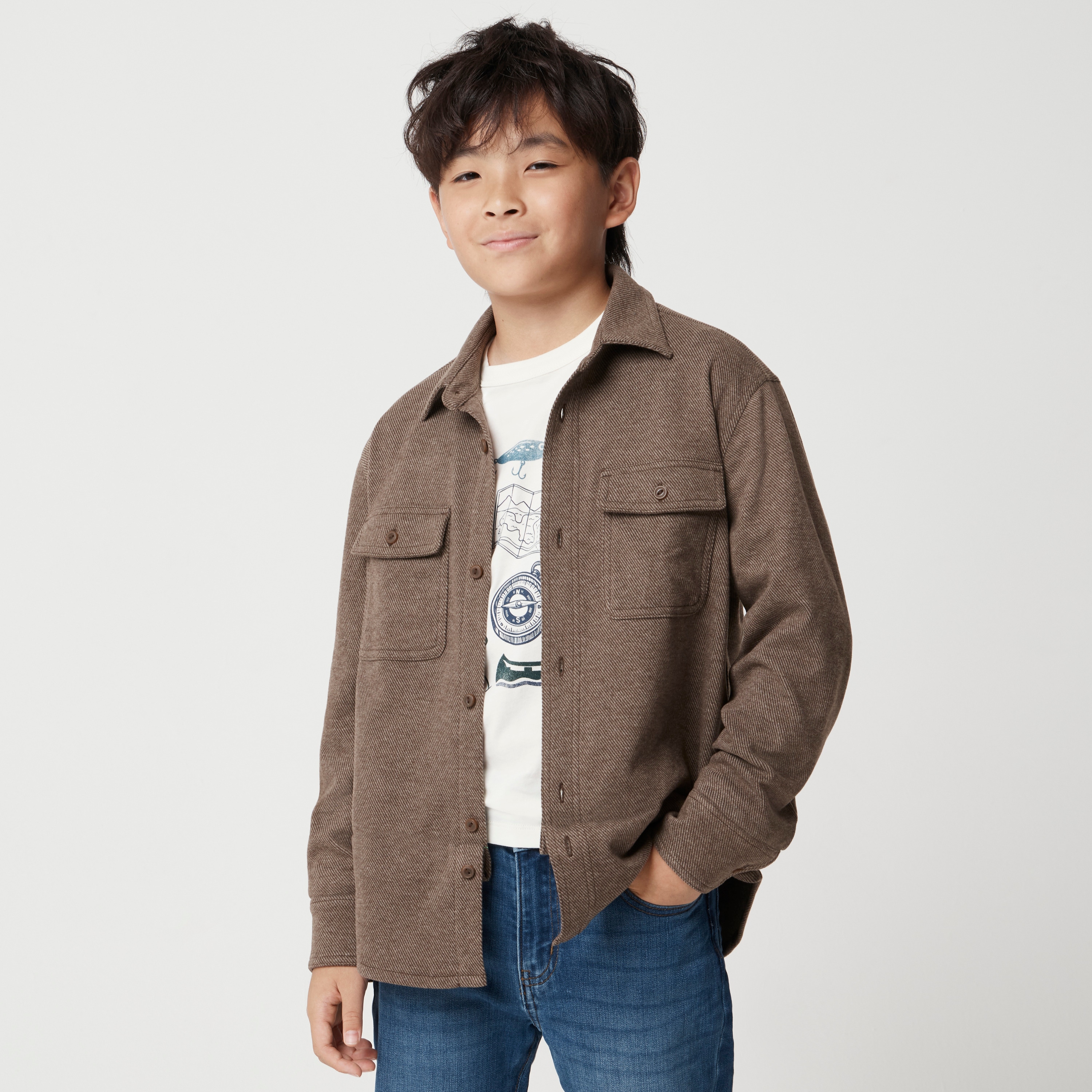 Boys' twill shirt-jacket