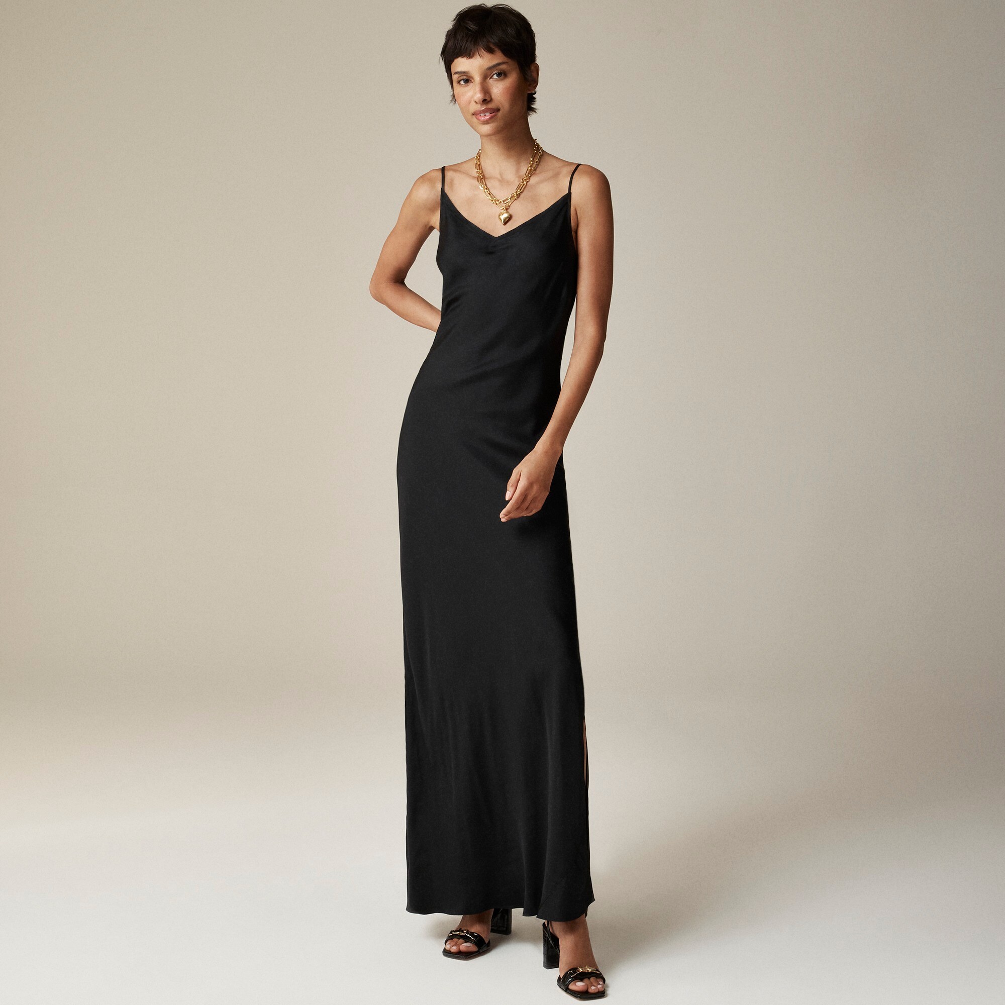 J.Crew V neck Maxi Slip Dress In Cupro blend Crepe For Women