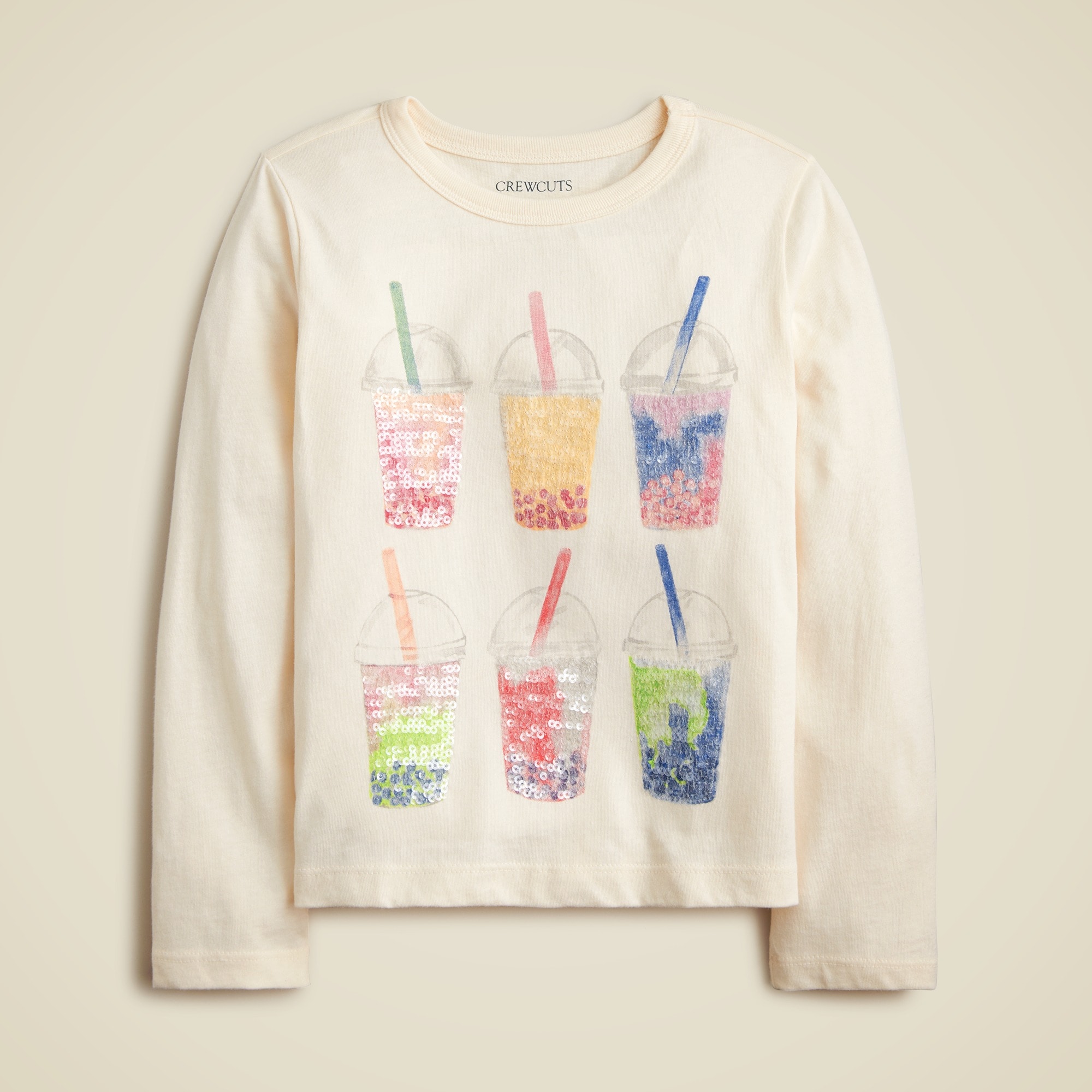 J.Crew: Girls' Long-sleeve Sequin Boba Tea T-shirt For Girls