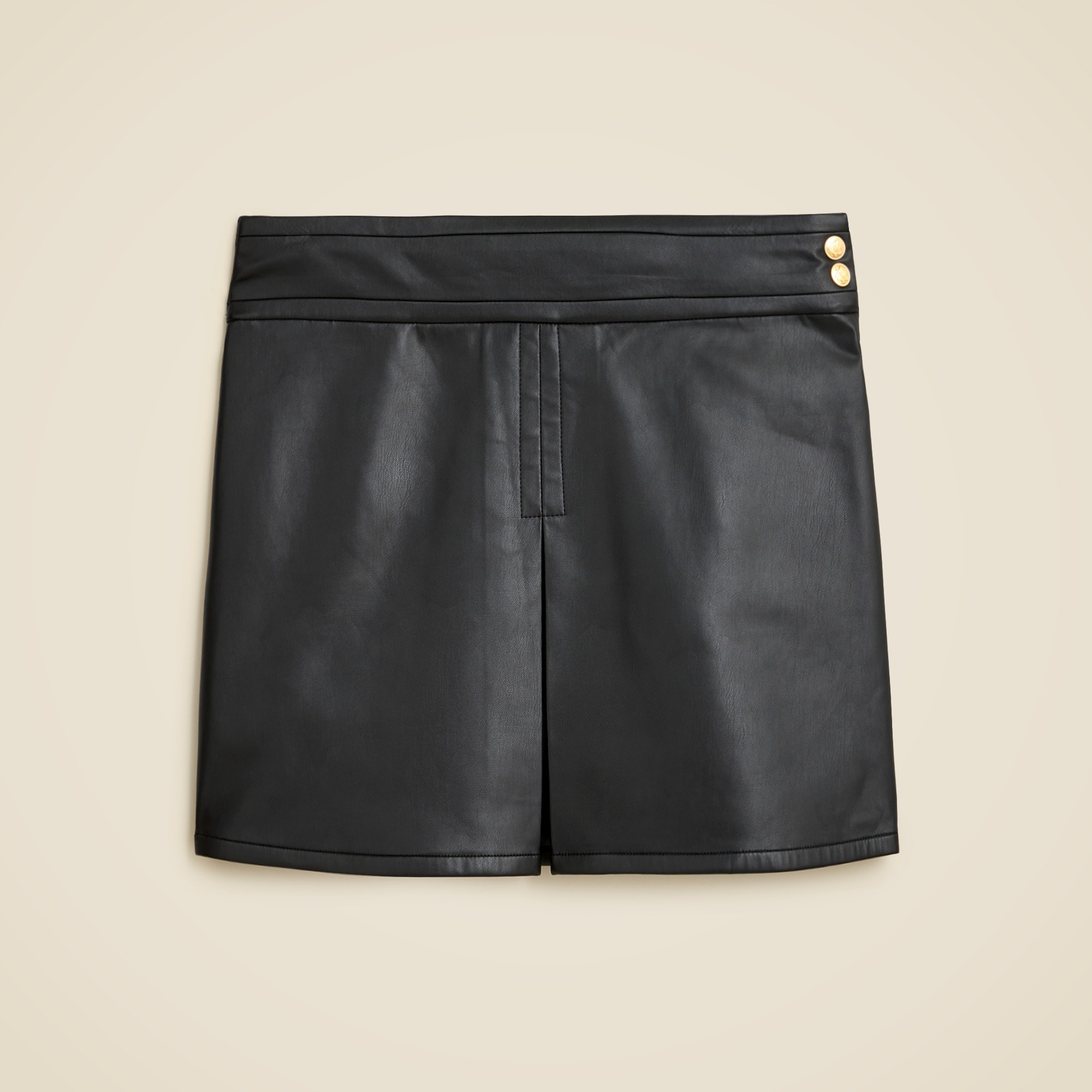 Center-pleat mini skirt in faux leather