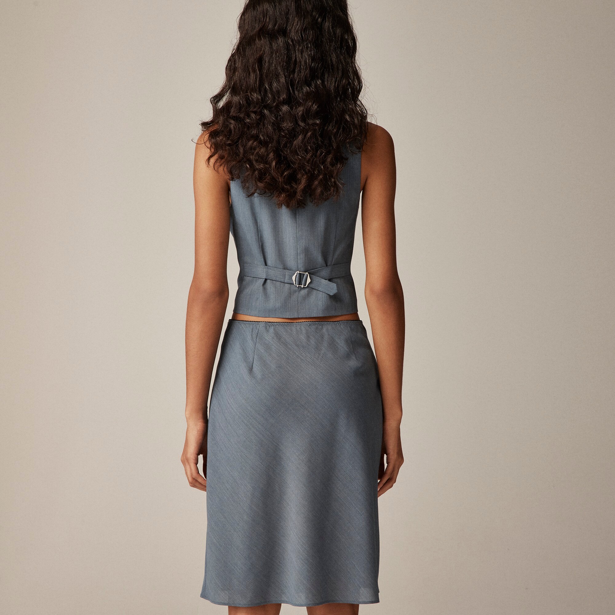 Gwen knee-length slip skirt in gauzy Italian wool blend