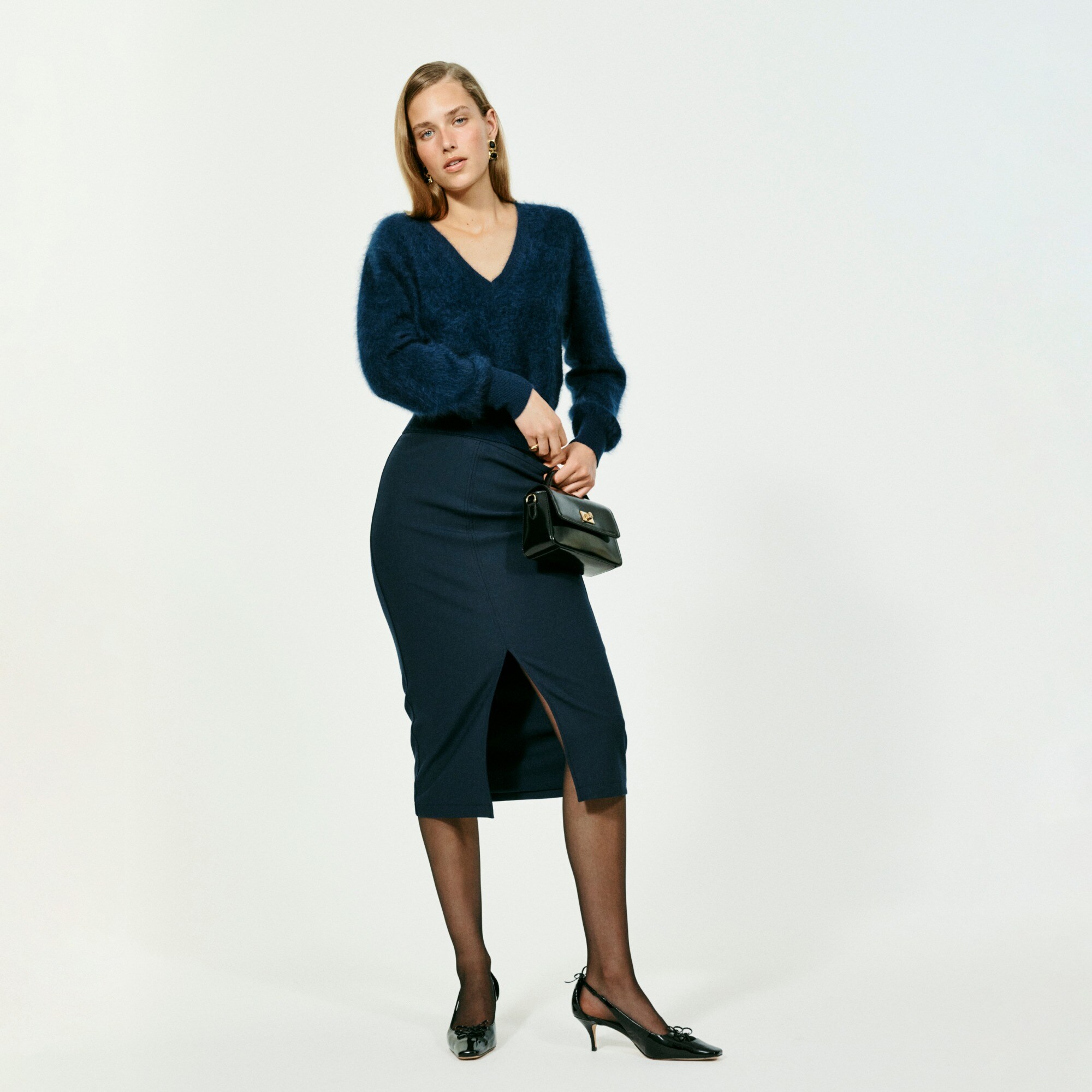 Pencil midi skirt in four-season stretch