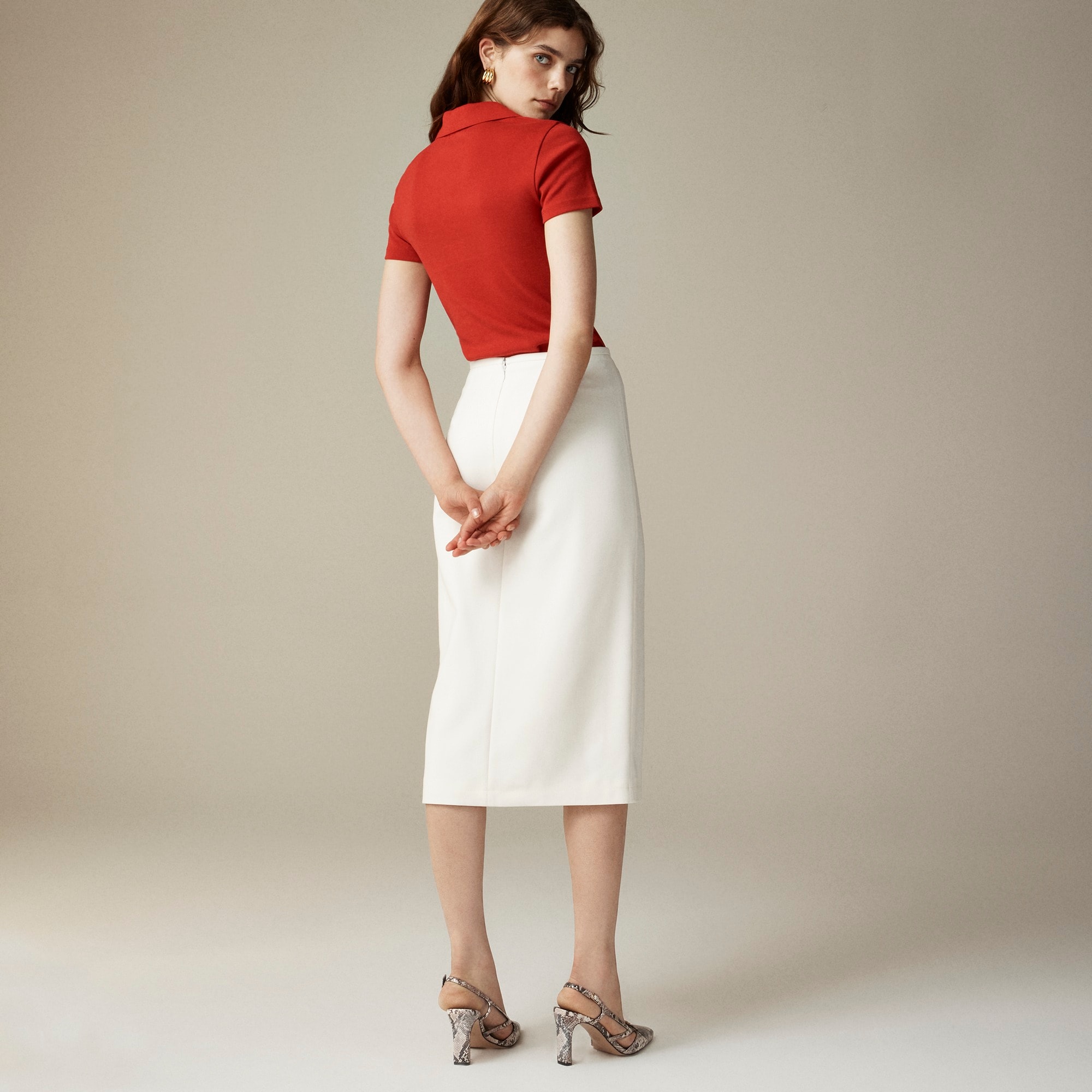 Pencil midi skirt in four-season stretch