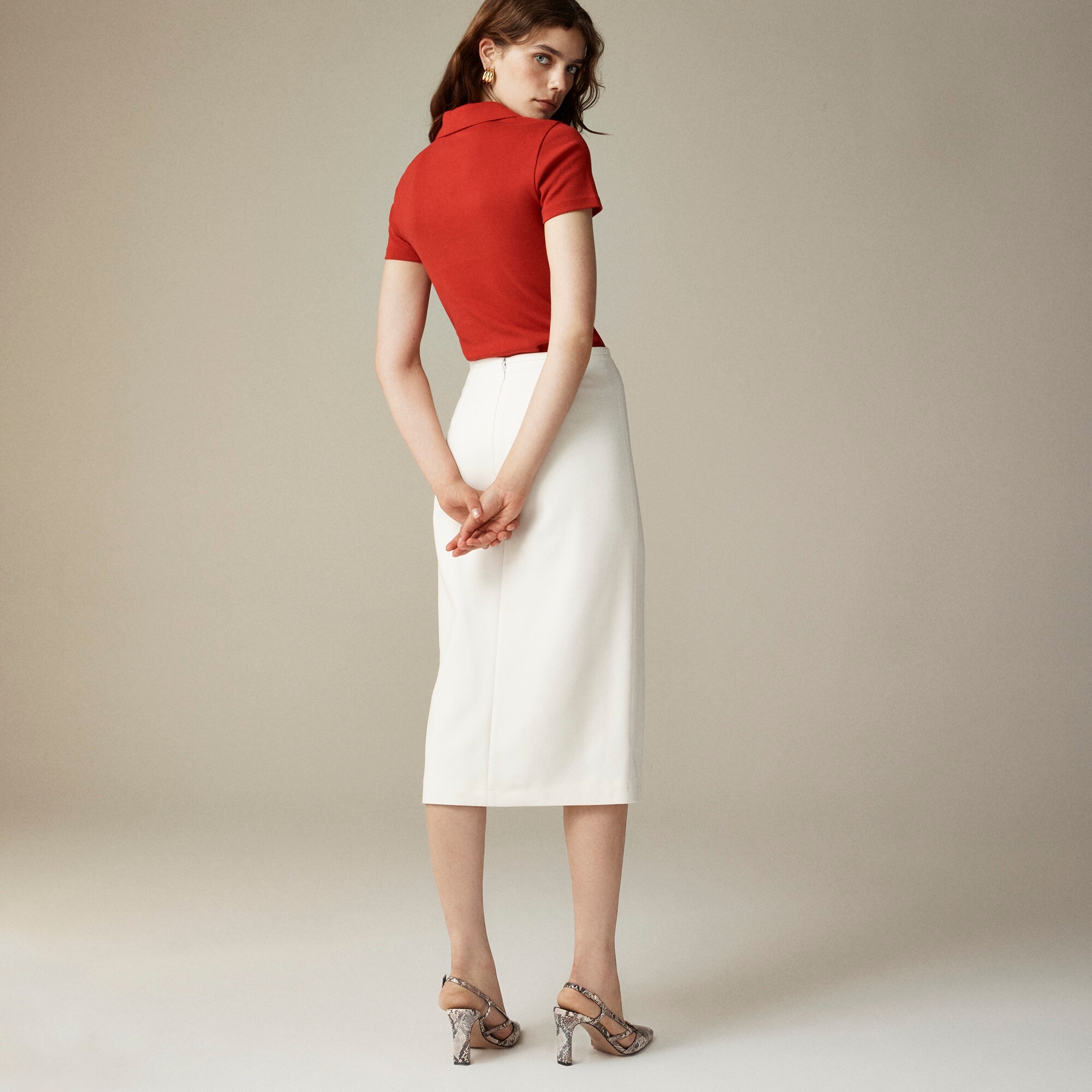 Pencil midi skirt in four-season stretch
