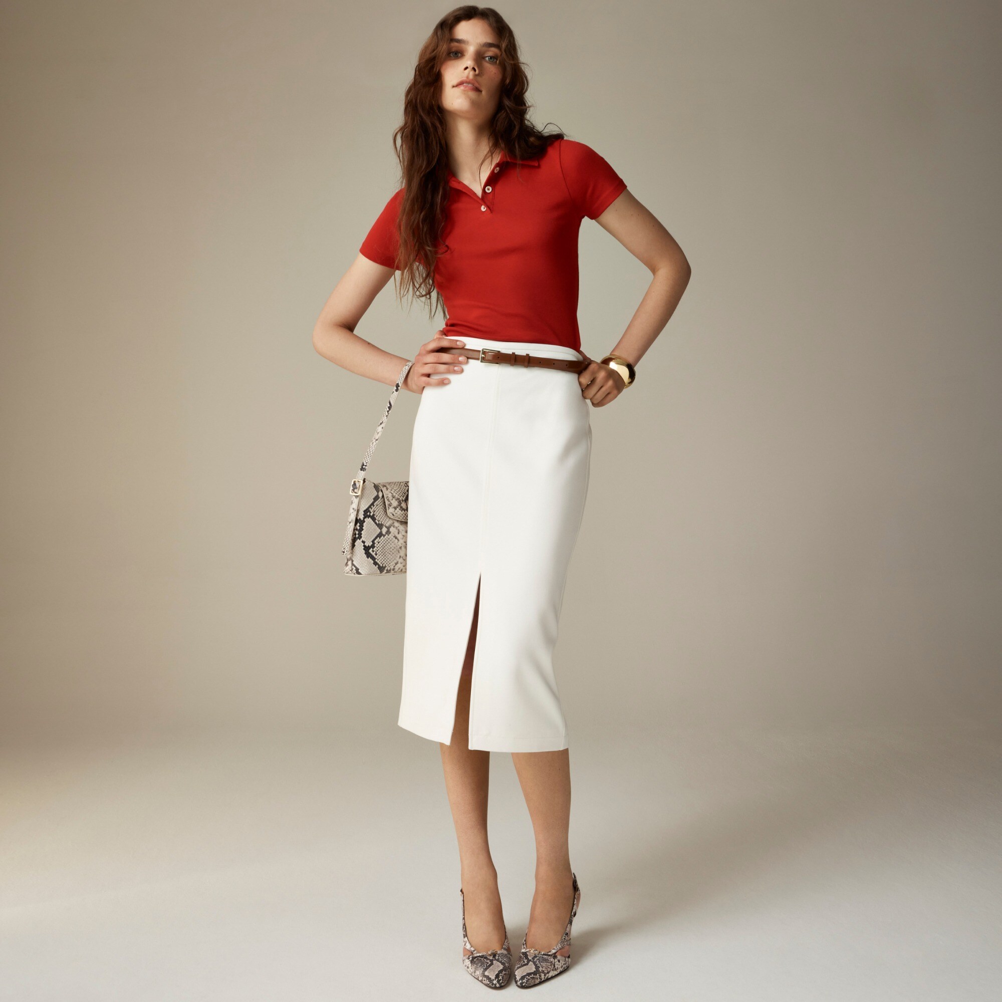 Pencil midi skirt in four-season stretch