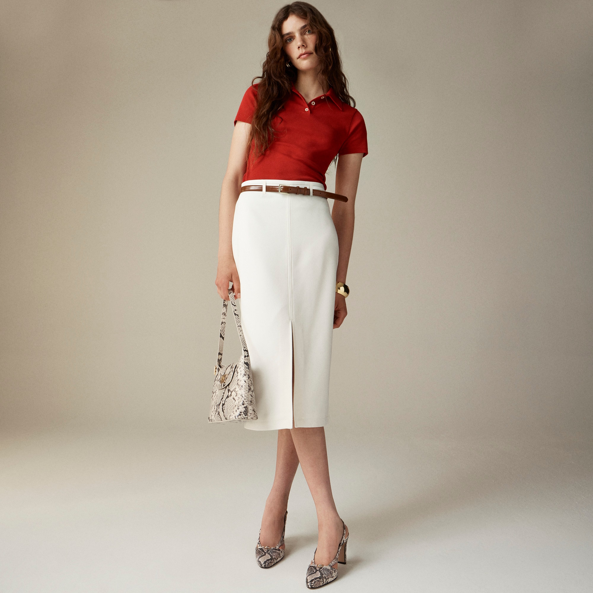 Pencil midi skirt in four-season stretch