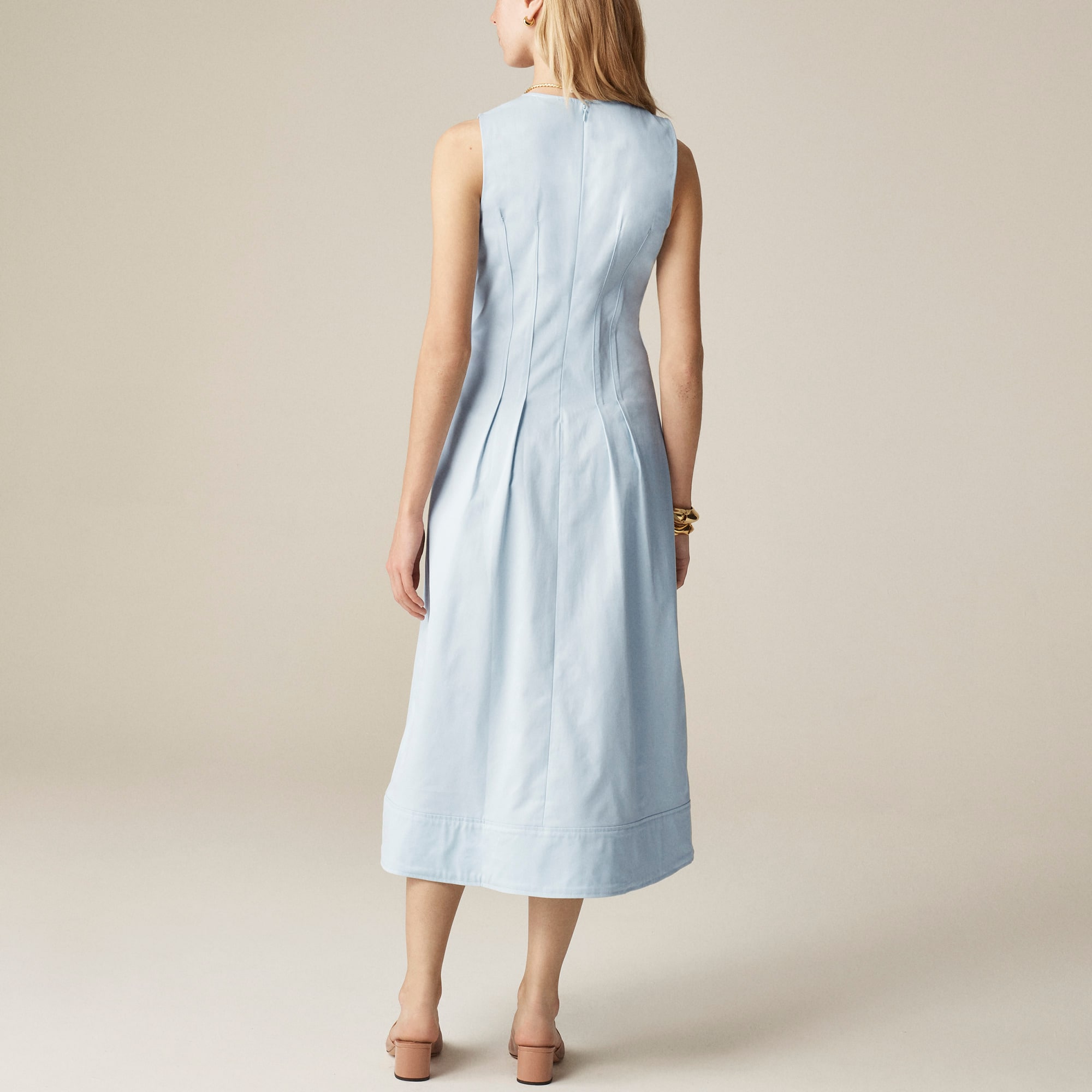 womens Pintuck midi dress in stretch twill