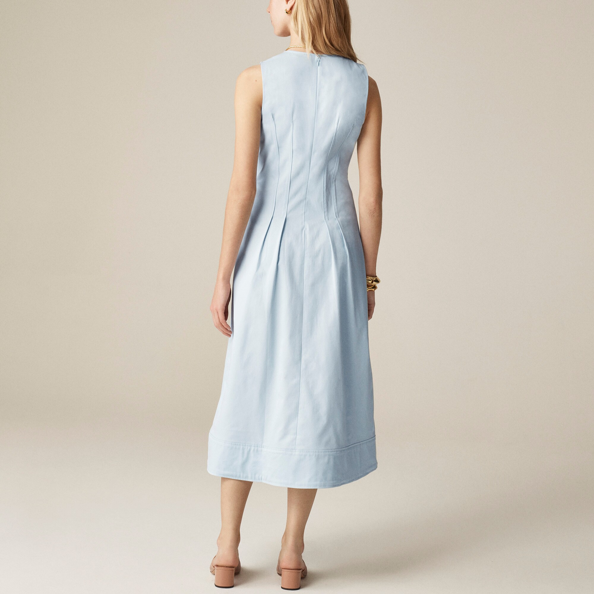 NWT J.Crew Women's Size S Pintuck Mixy Dress Midi Edgewater Blue