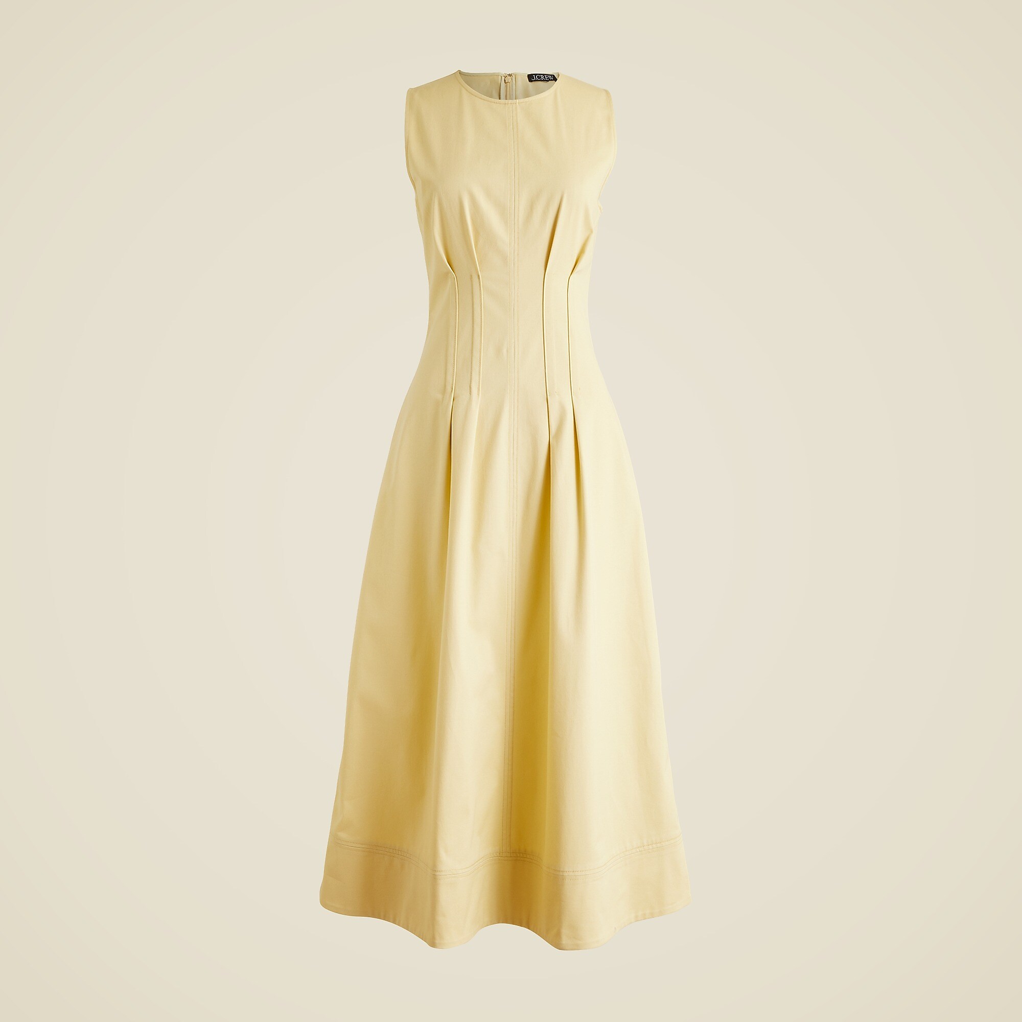 Pintuck midi dress in stretch twill