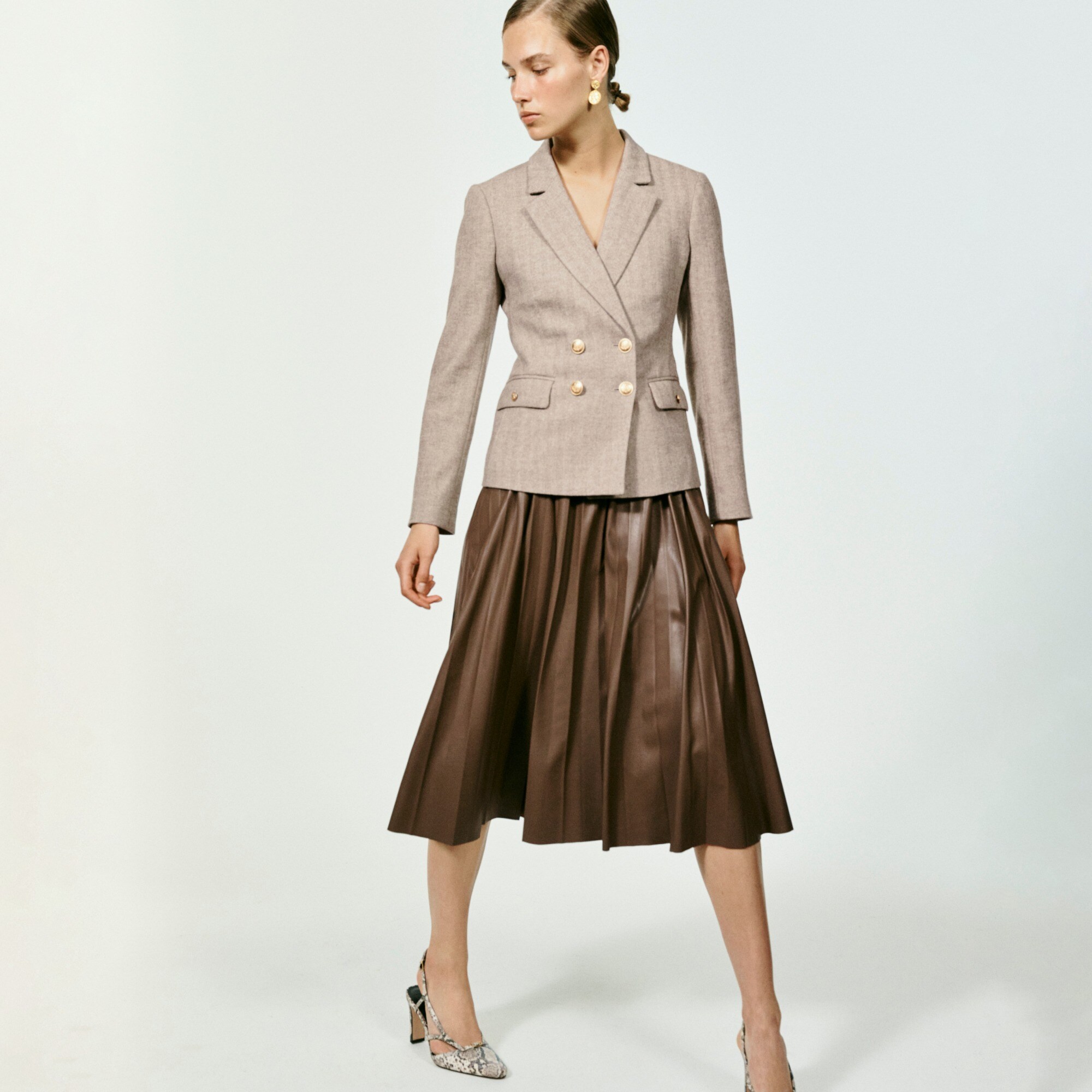J crew pleated leather skirt sales