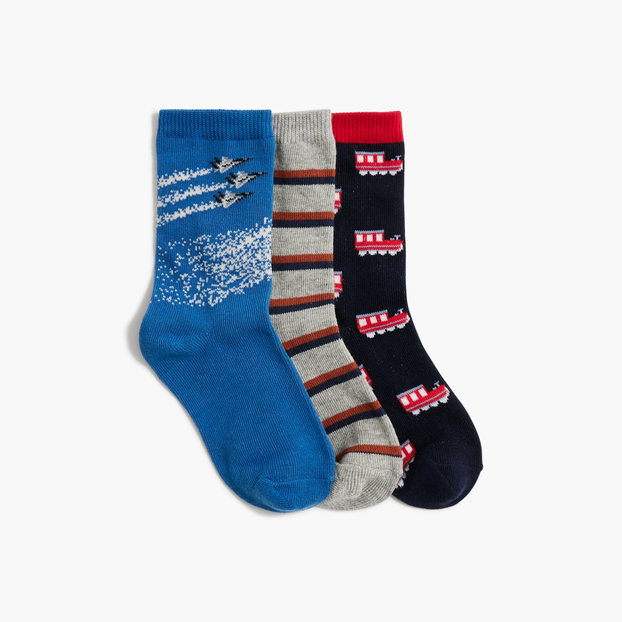 Boys' planes and trains socks three-pack