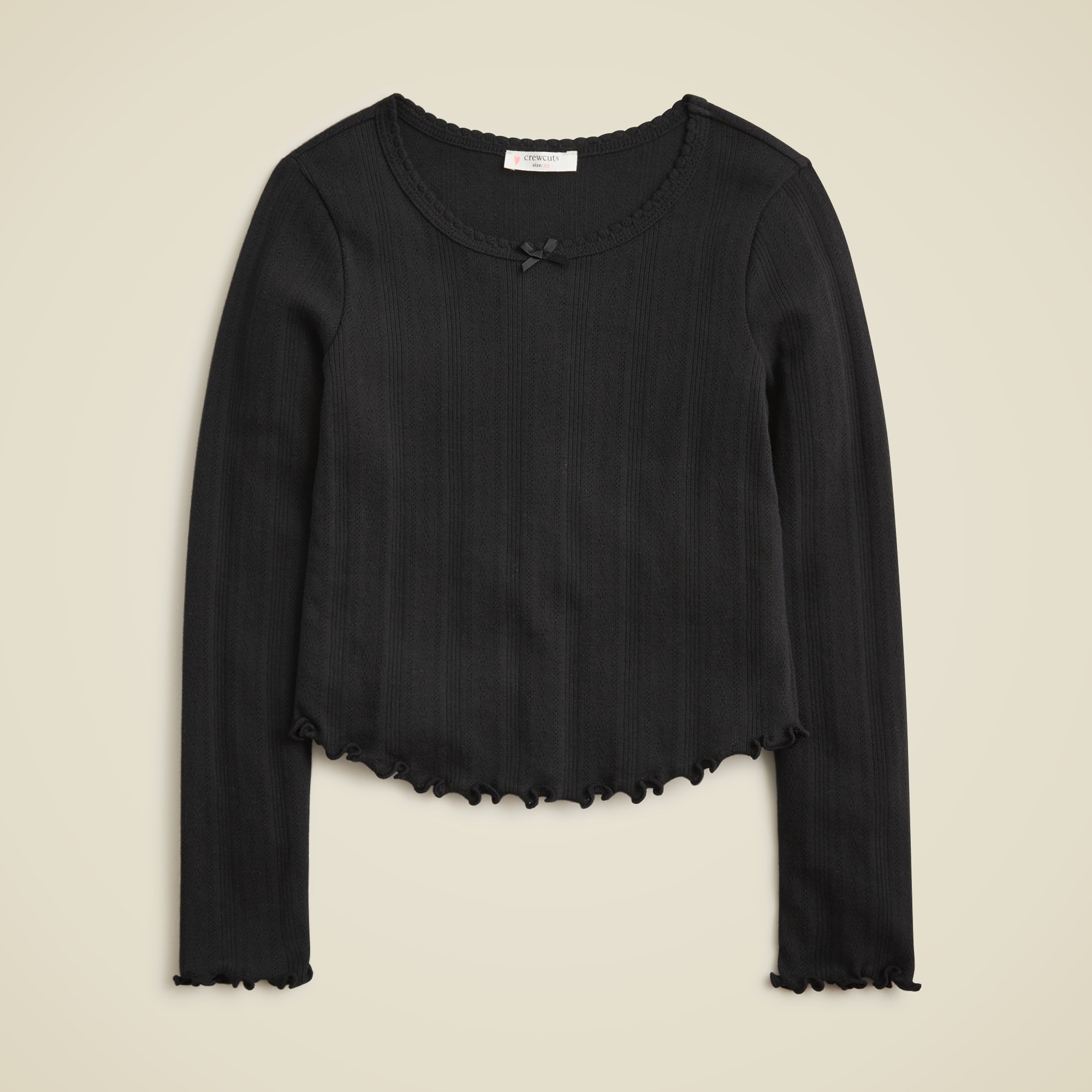 Girls' long-sleeve pointelle-knit T-shirt