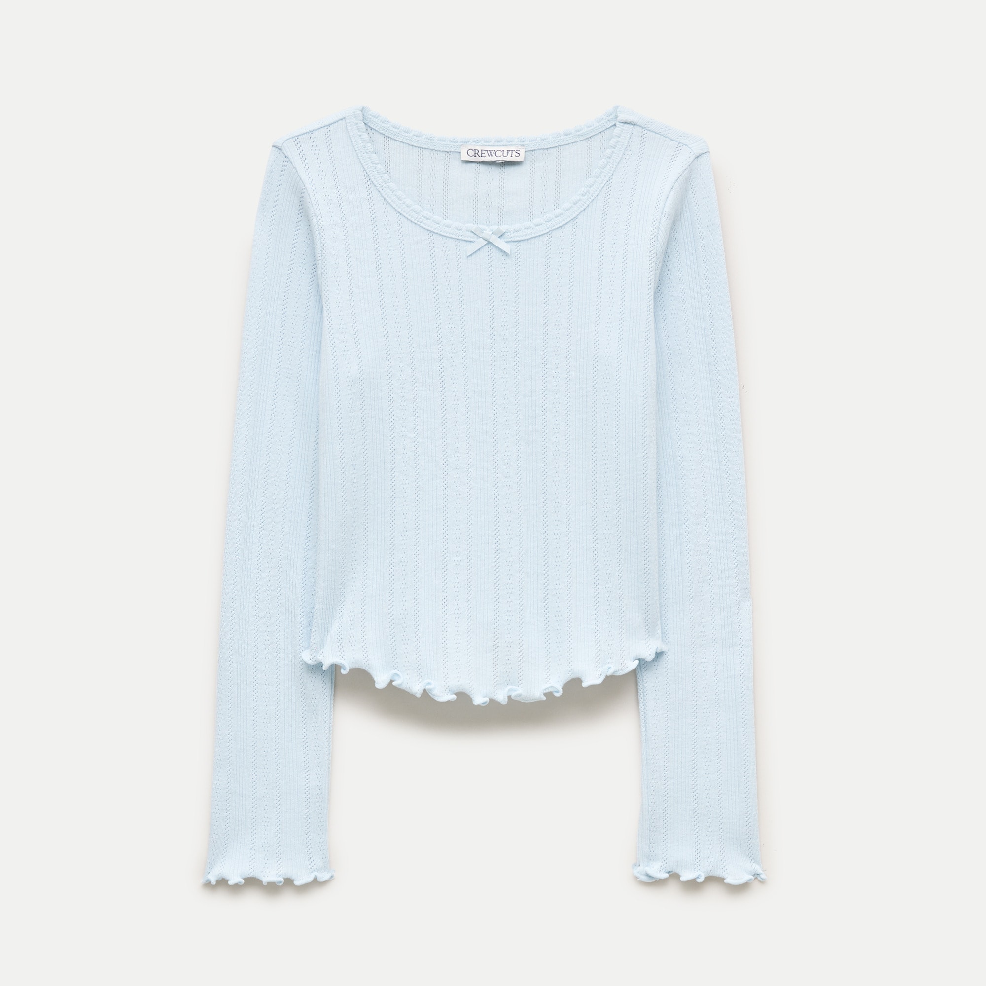 Girls' long-sleeve pointelle-knit T-shirt