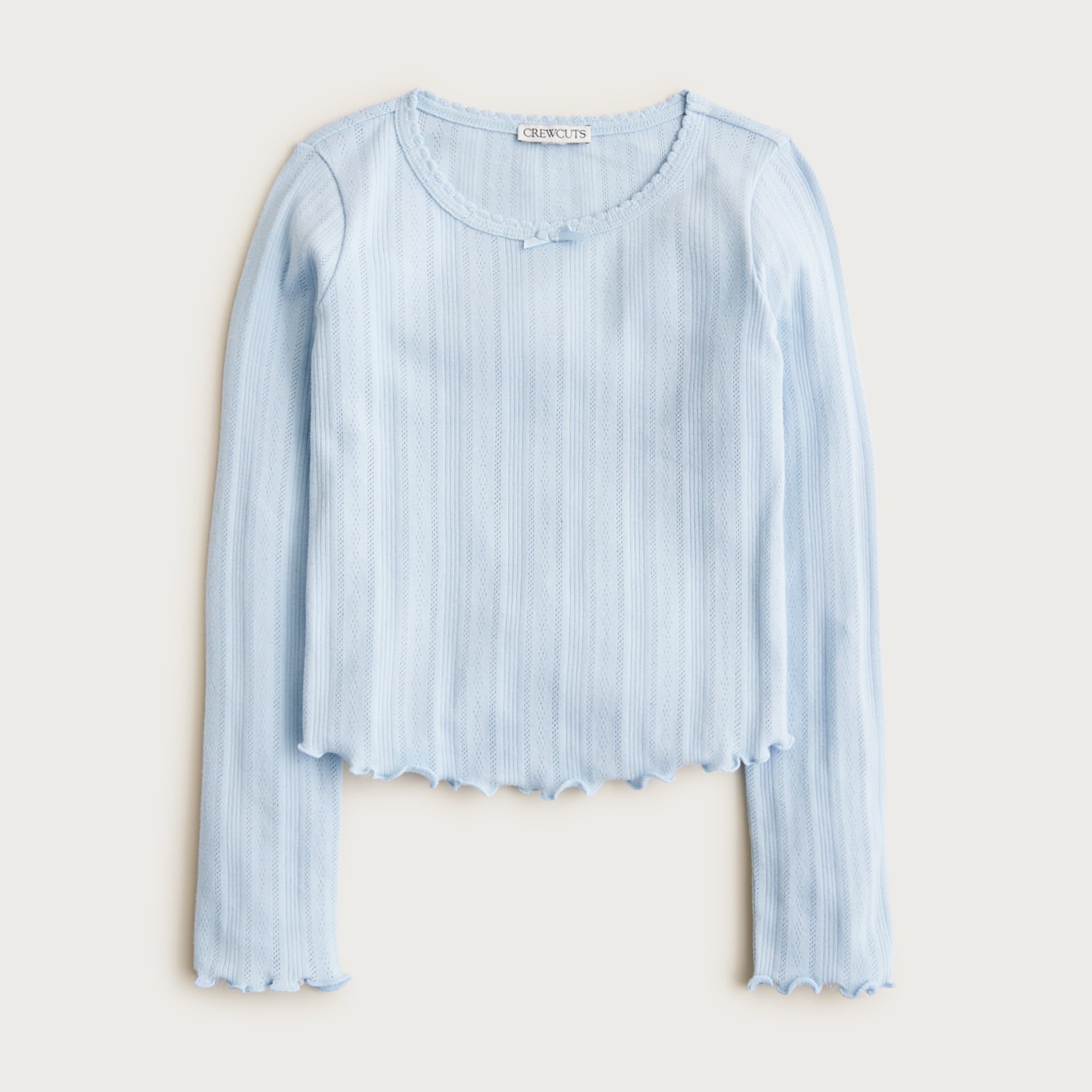 Girls' long-sleeve pointelle-knit T-shirt