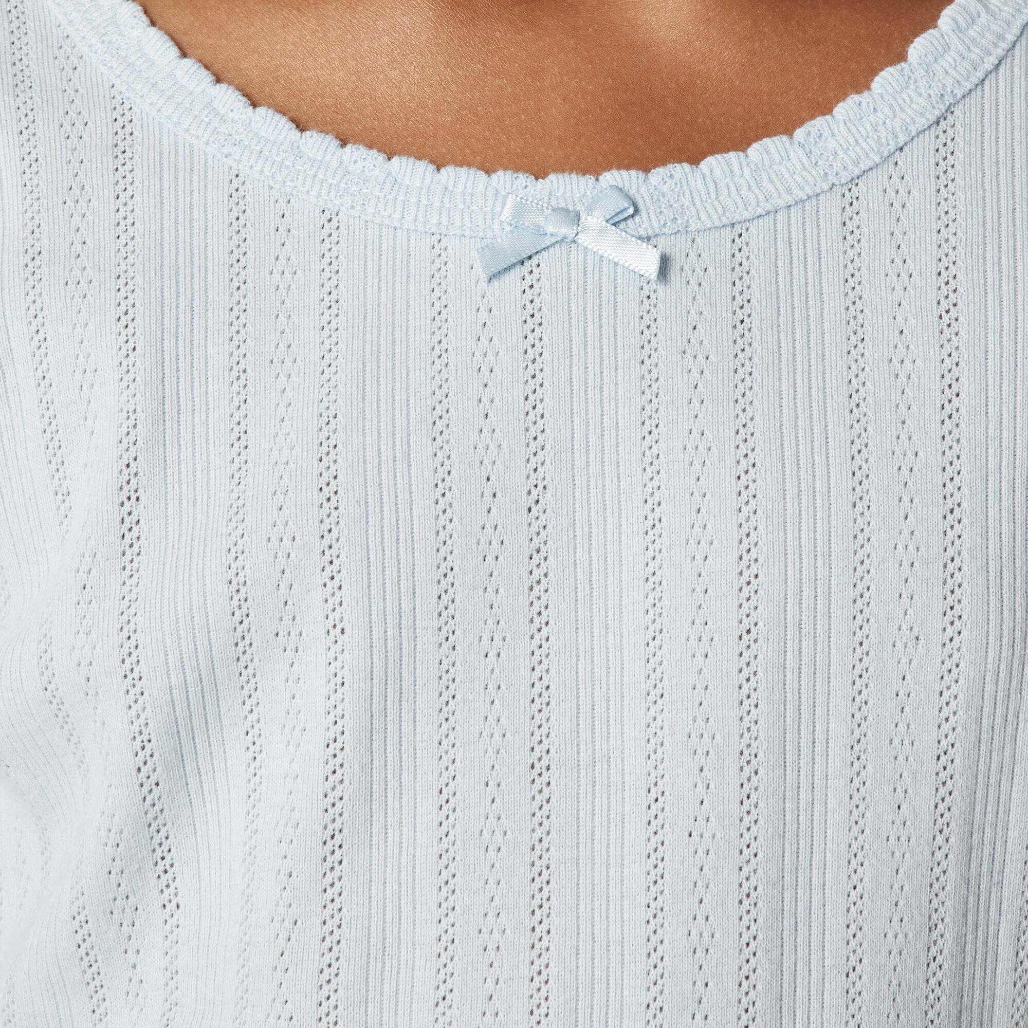Girls' long-sleeve pointelle-knit T-shirt
