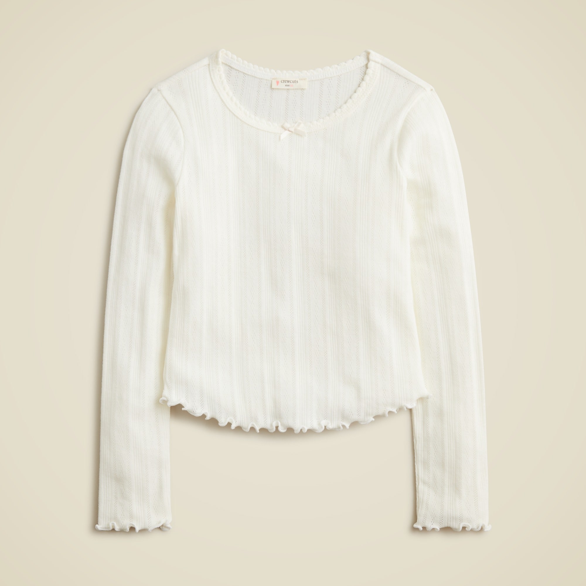 girls Girls' long-sleeve pointelle-knit T-shirt