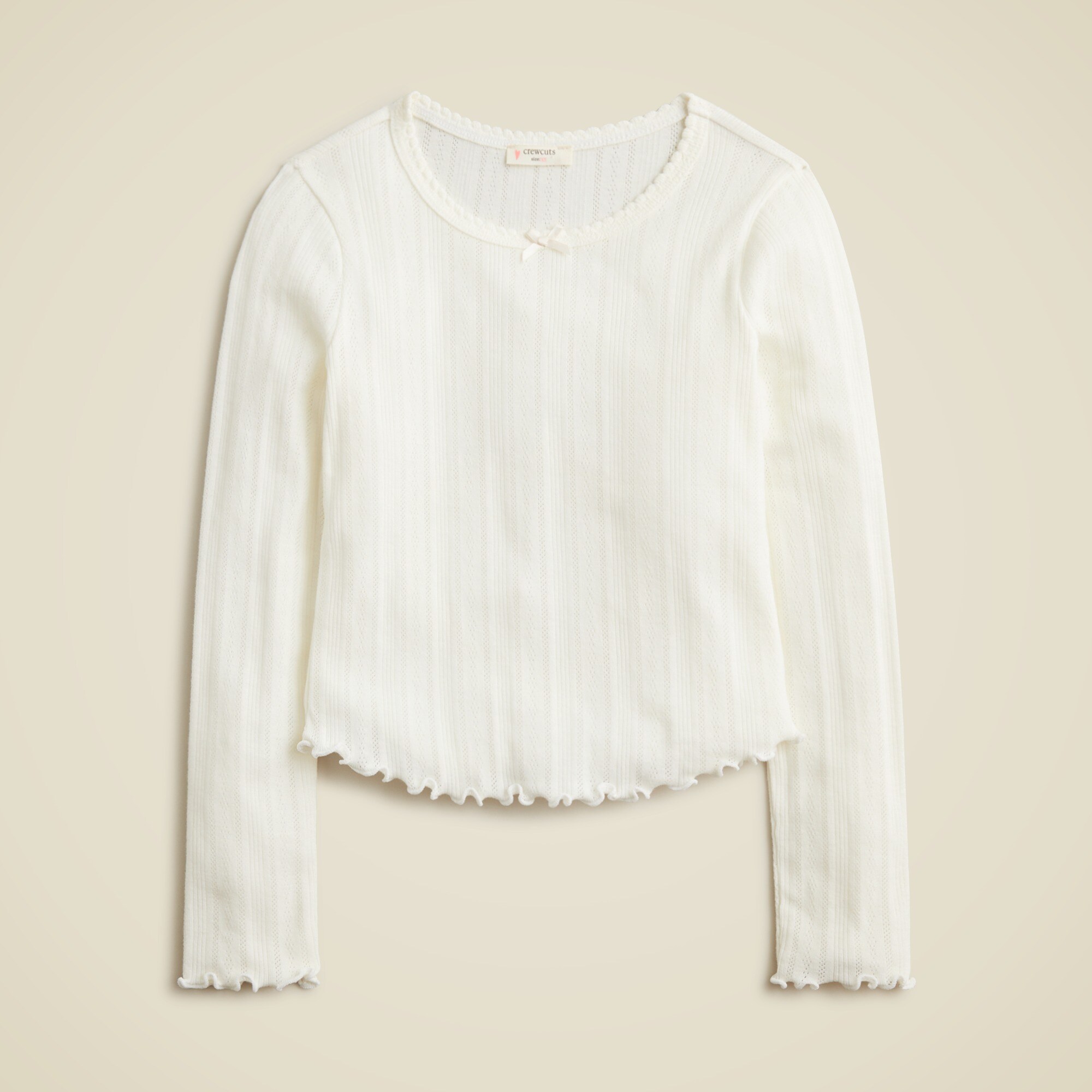 Girls' long-sleeve pointelle-knit T-shirt