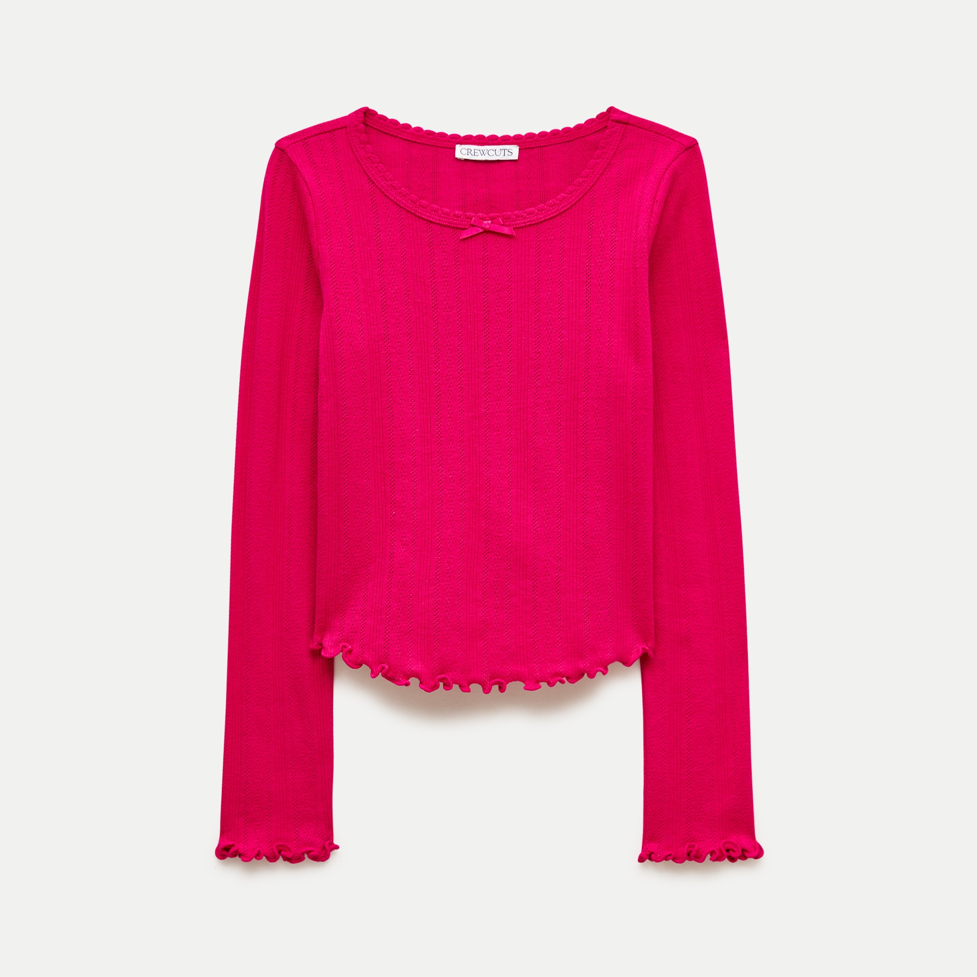 Girls' long-sleeve pointelle-knit T-shirt
