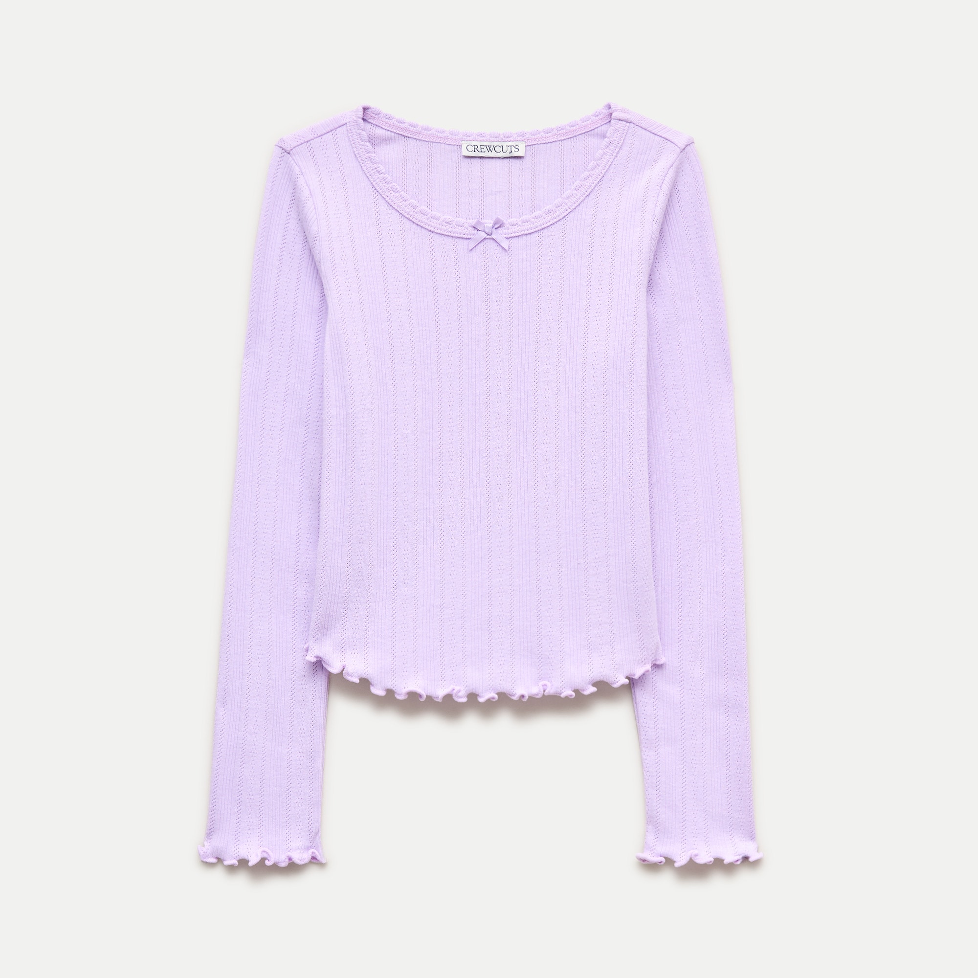 Girls' long-sleeve pointelle-knit T-shirt