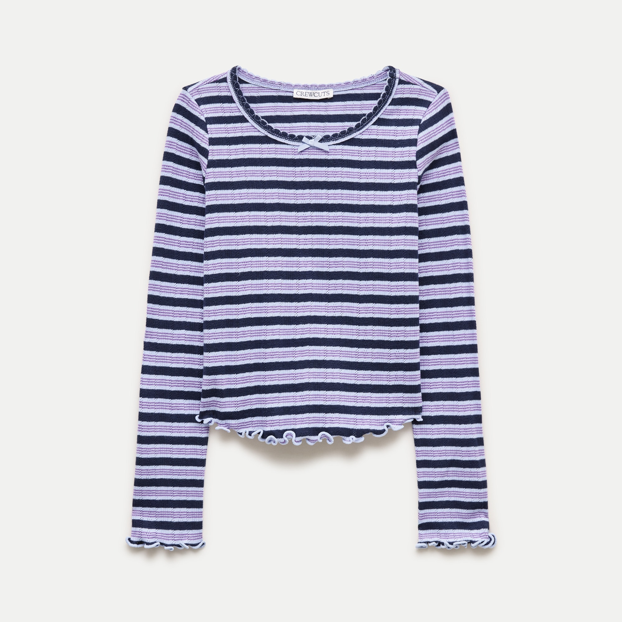 Girls' long-sleeve pointelle-knit T-shirt - thumbnail 7