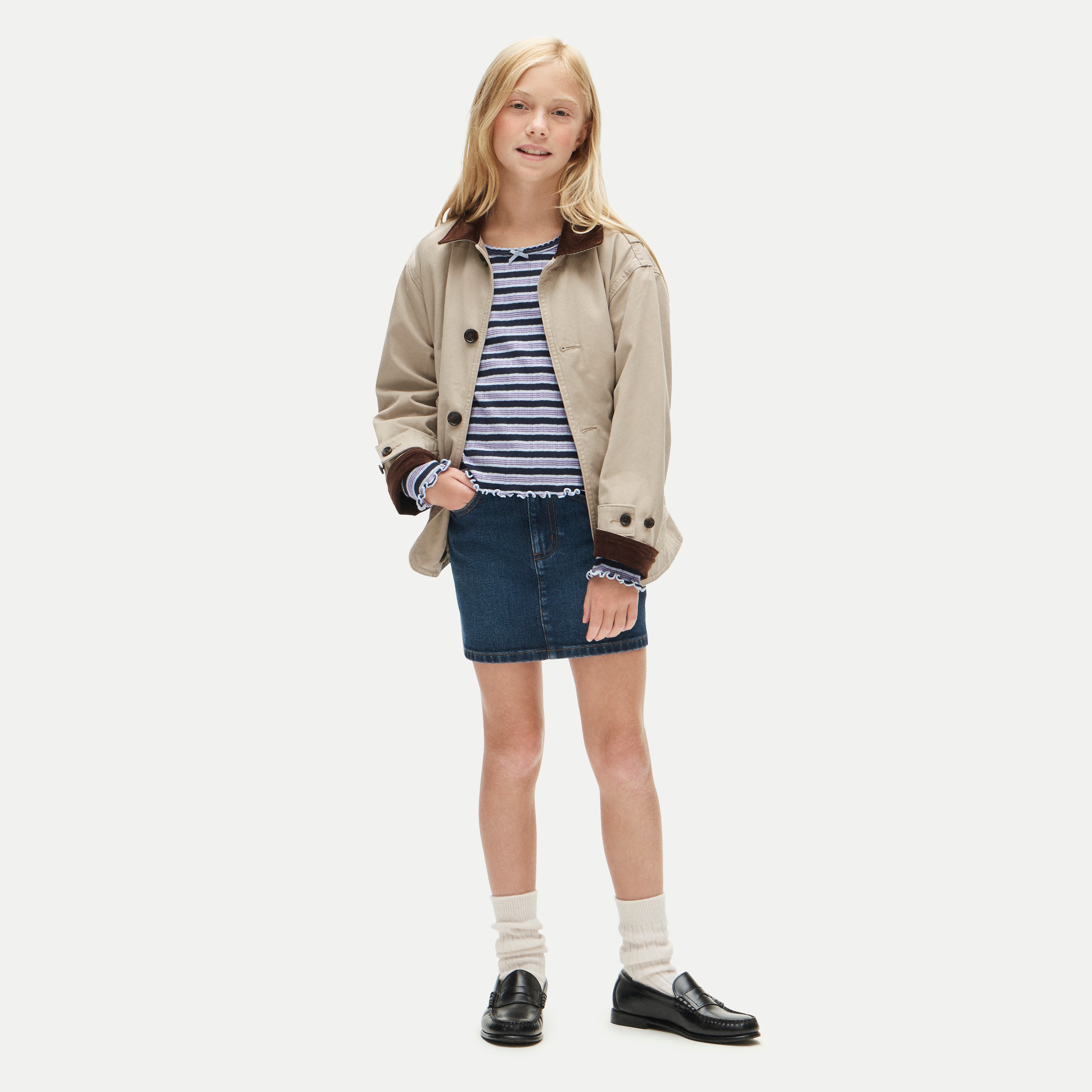Girls' long-sleeve pointelle-knit T-shirt - thumbnail 8