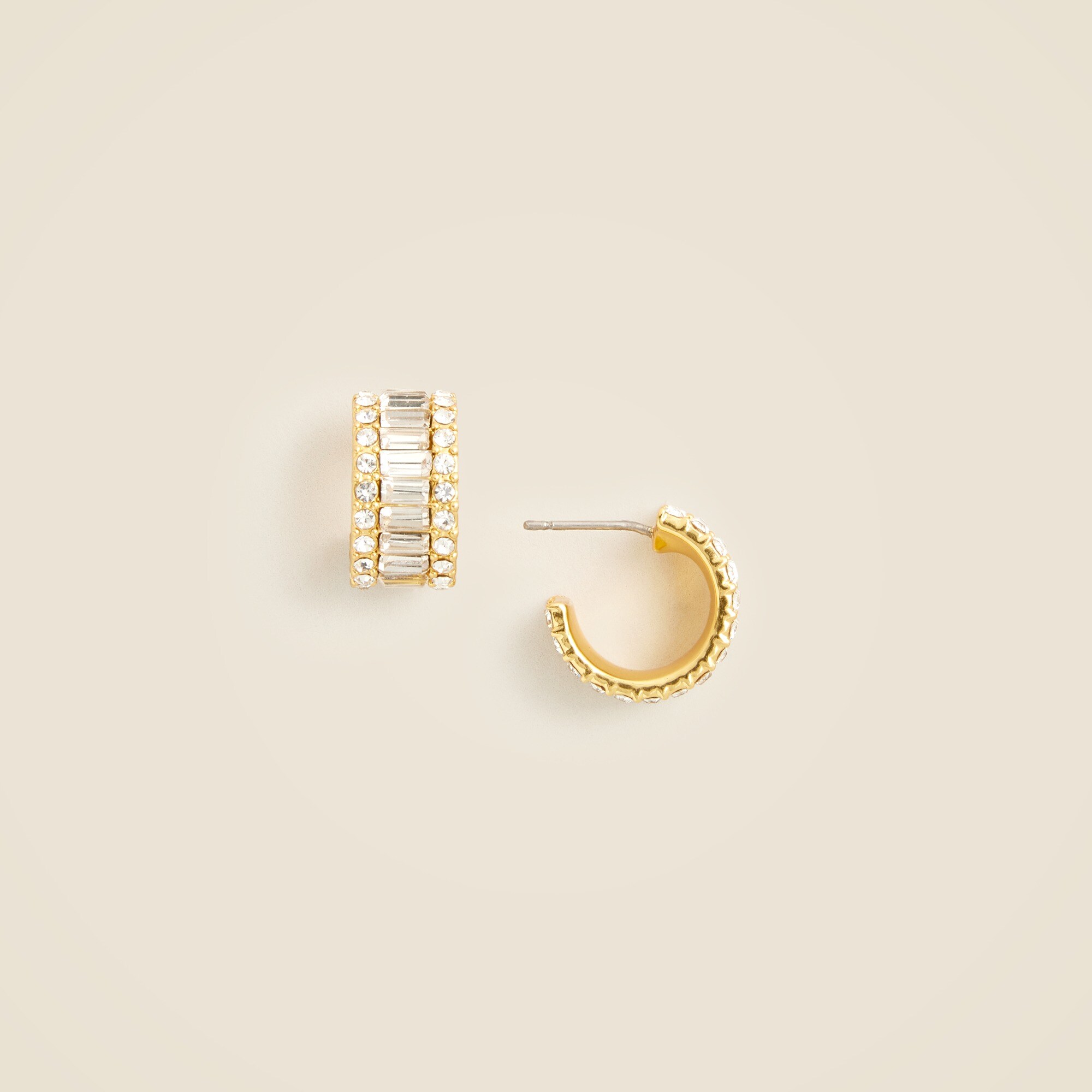 womens Baguette cubic zirconia hoop earrings