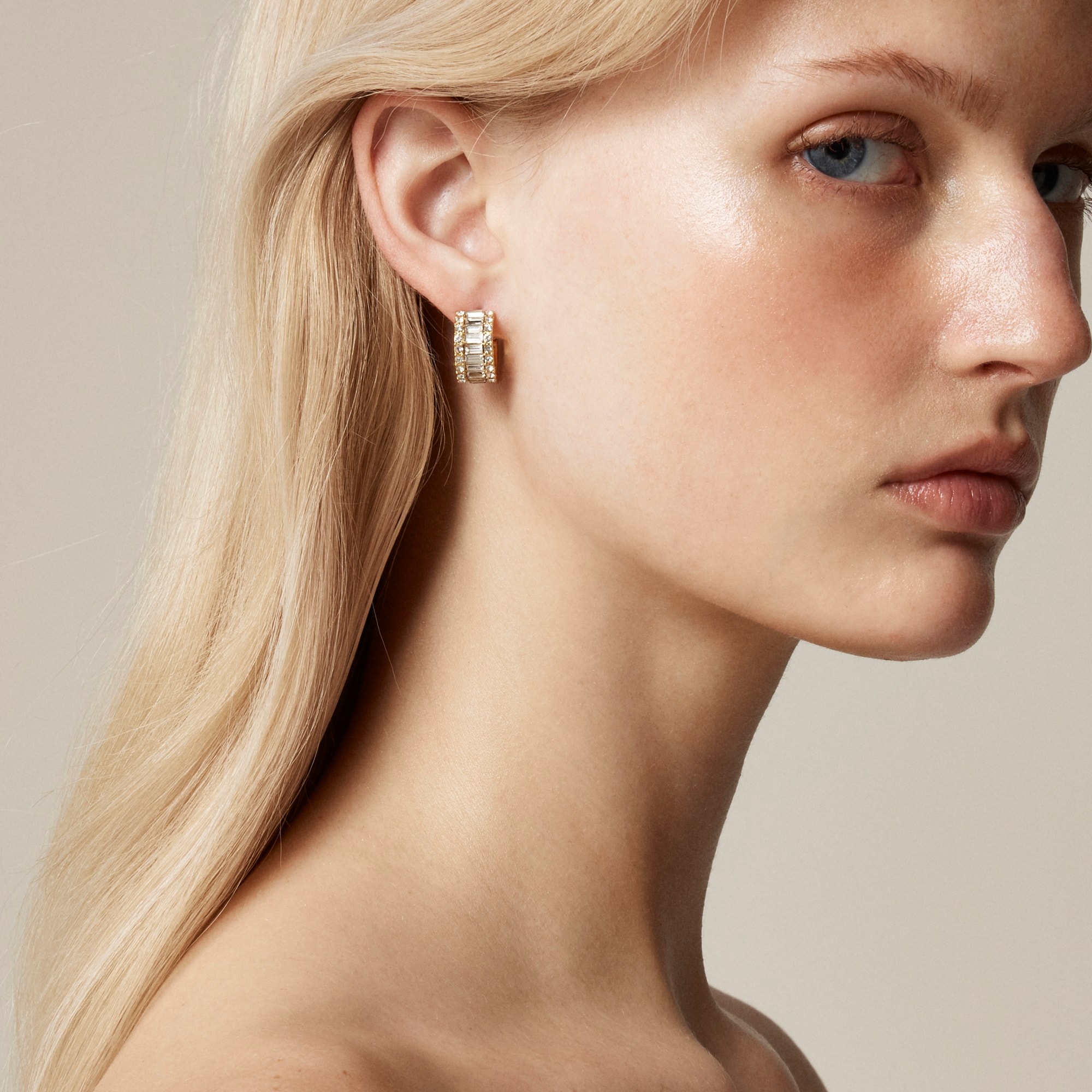 Baguette cubic zirconia hoop earrings