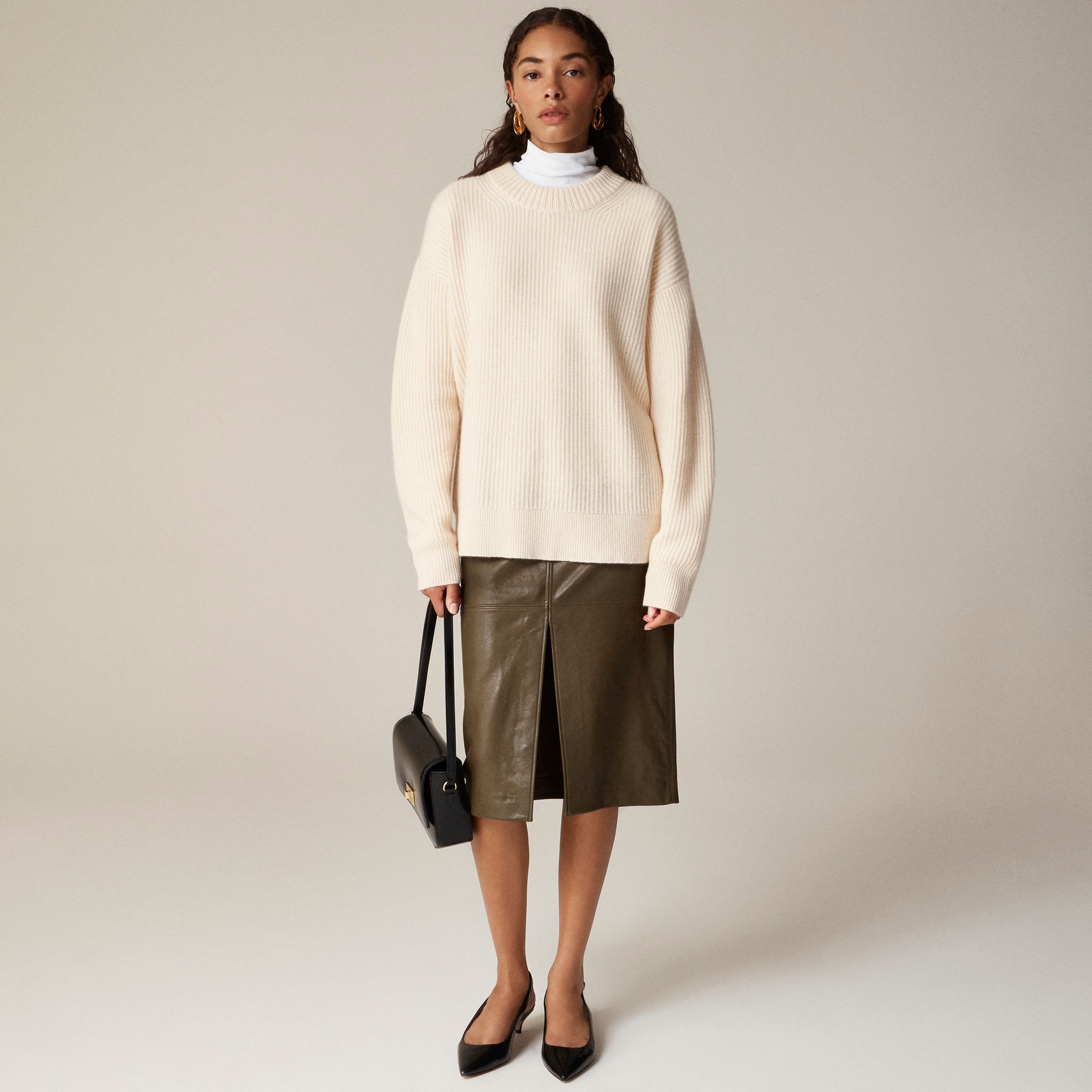 womens Collection pencil midi skirt in leather