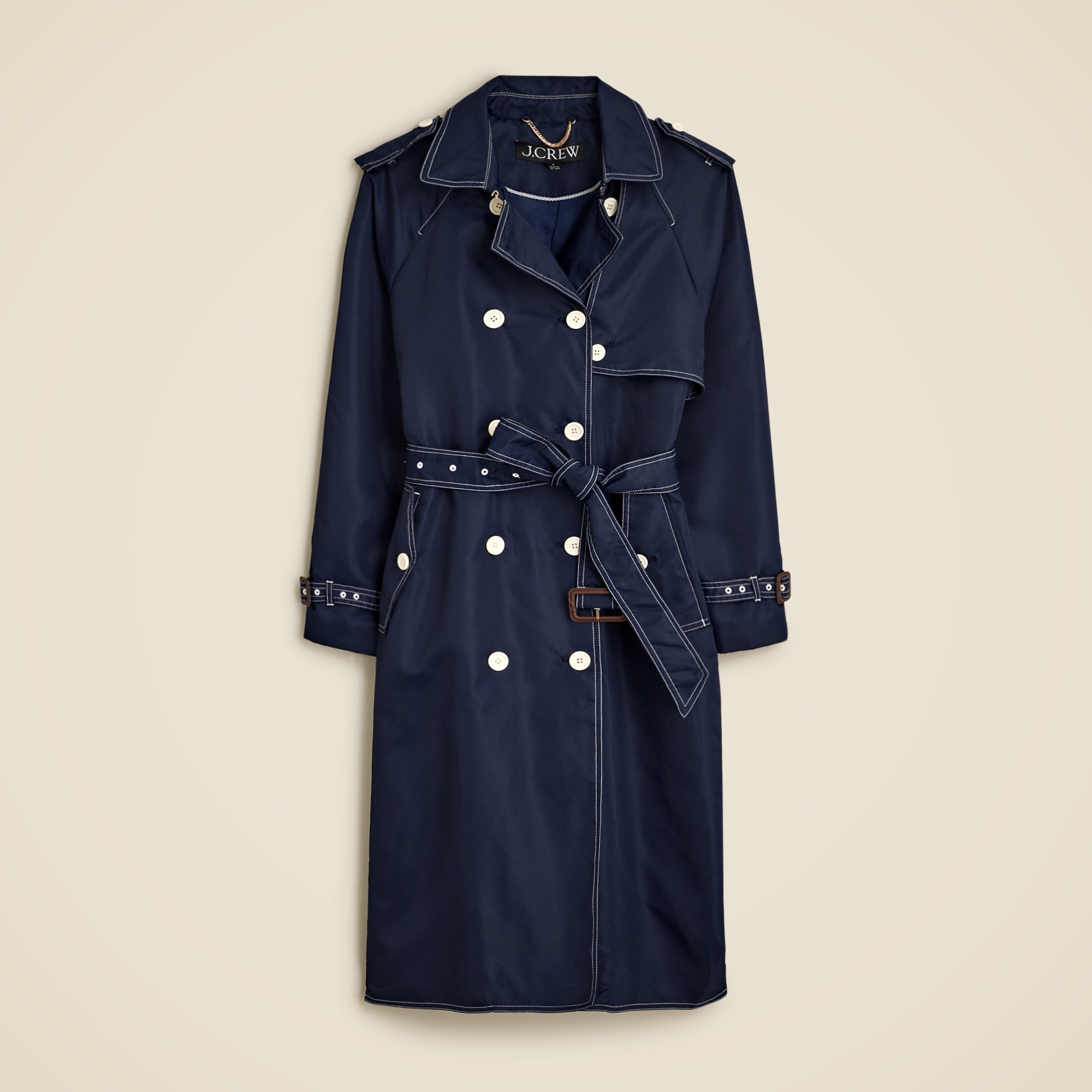Relaxed trench coat in lightweight shiny nylon