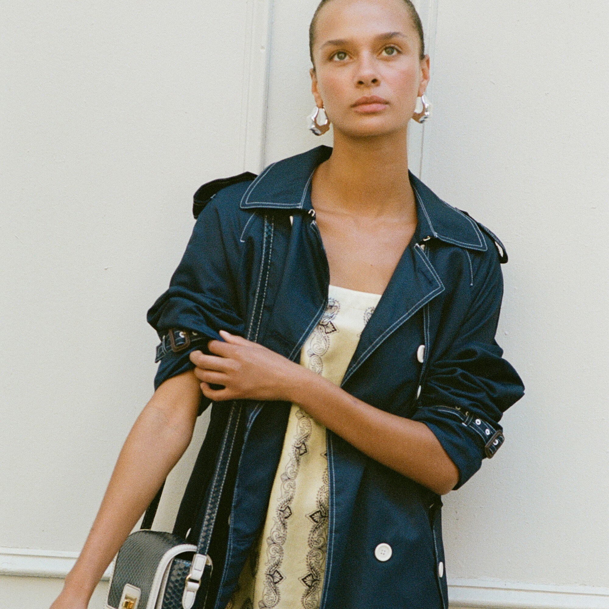 J.Crew: Relaxed Trench Coat In Lightweight Shiny Nylon For Women J.Crew: Relaxed Trench Coat In Lightweight Shiny Nylon For Women