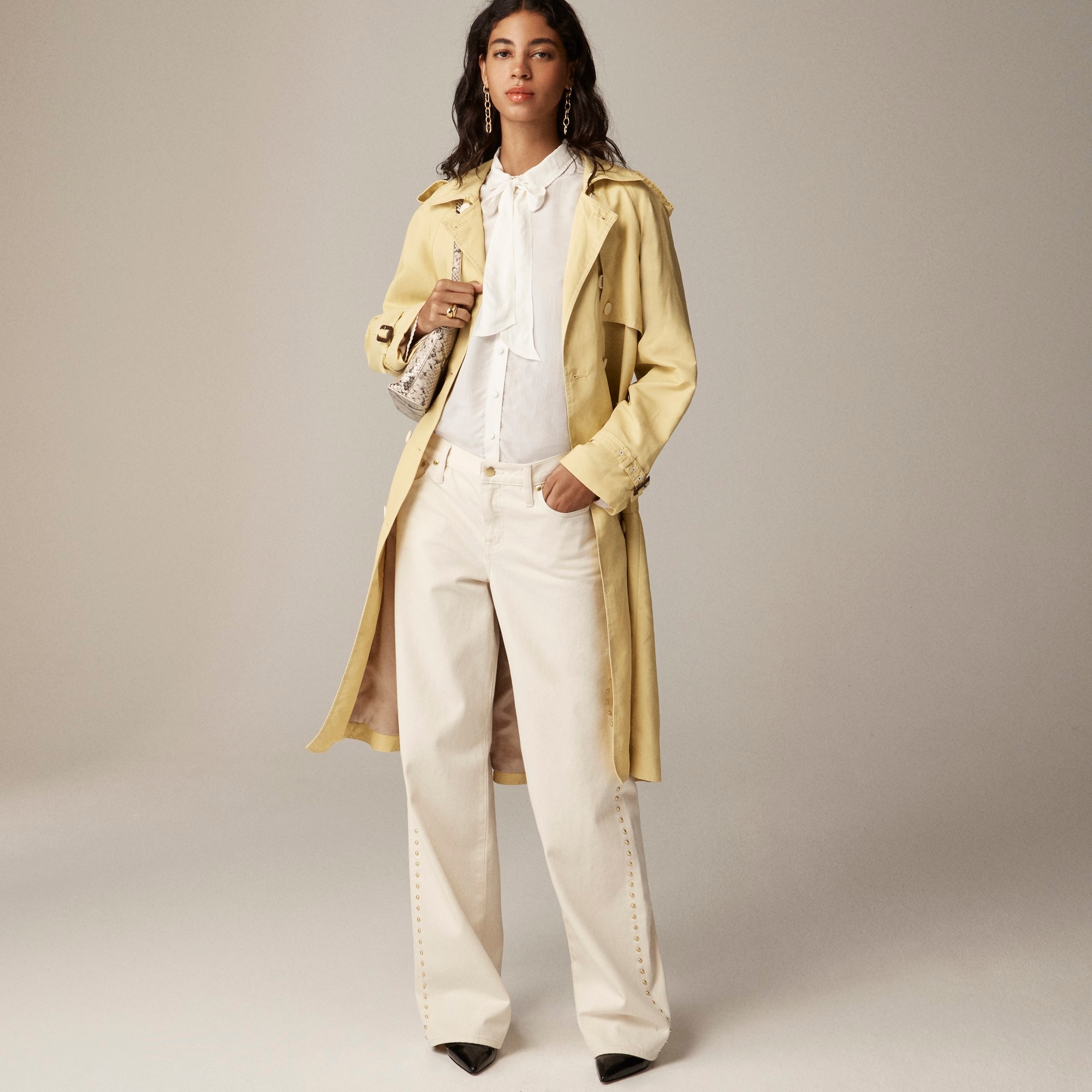 J.Crew: Relaxed Trench Coat In Lightweight Shiny Nylon For Women J.Crew: Relaxed Trench Coat In Lightweight Shiny Nylon For Women