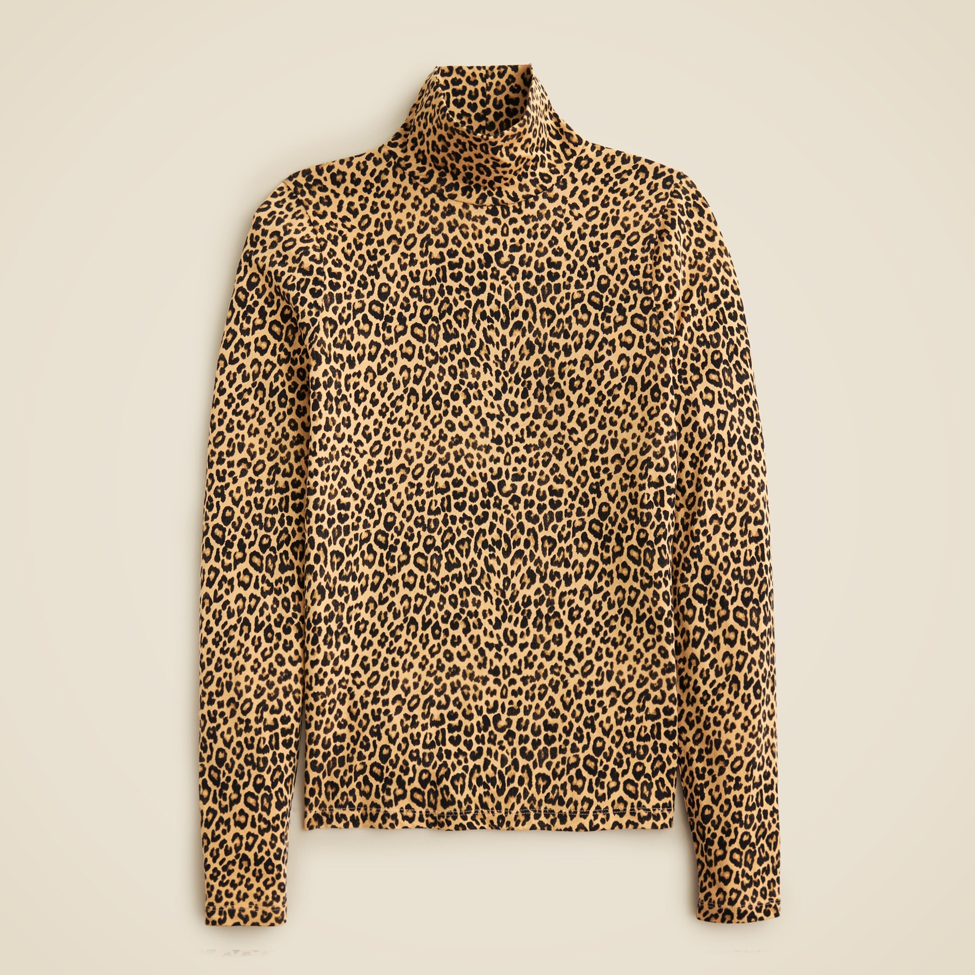 Tissue Crepe Turtleneck In Leopard Print For Women | J.Crew