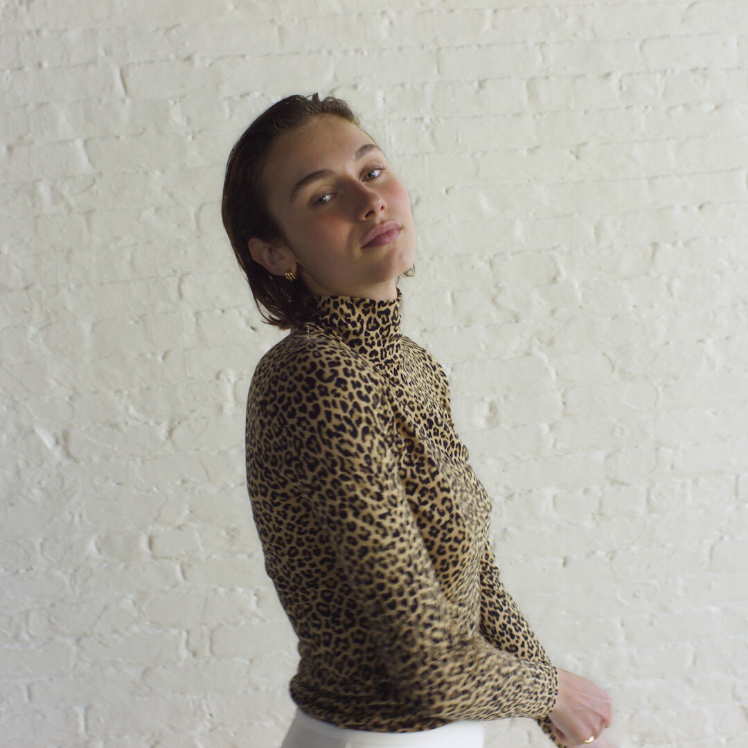 Tissue Crepe Turtleneck In Leopard Print For Women | J.Crew