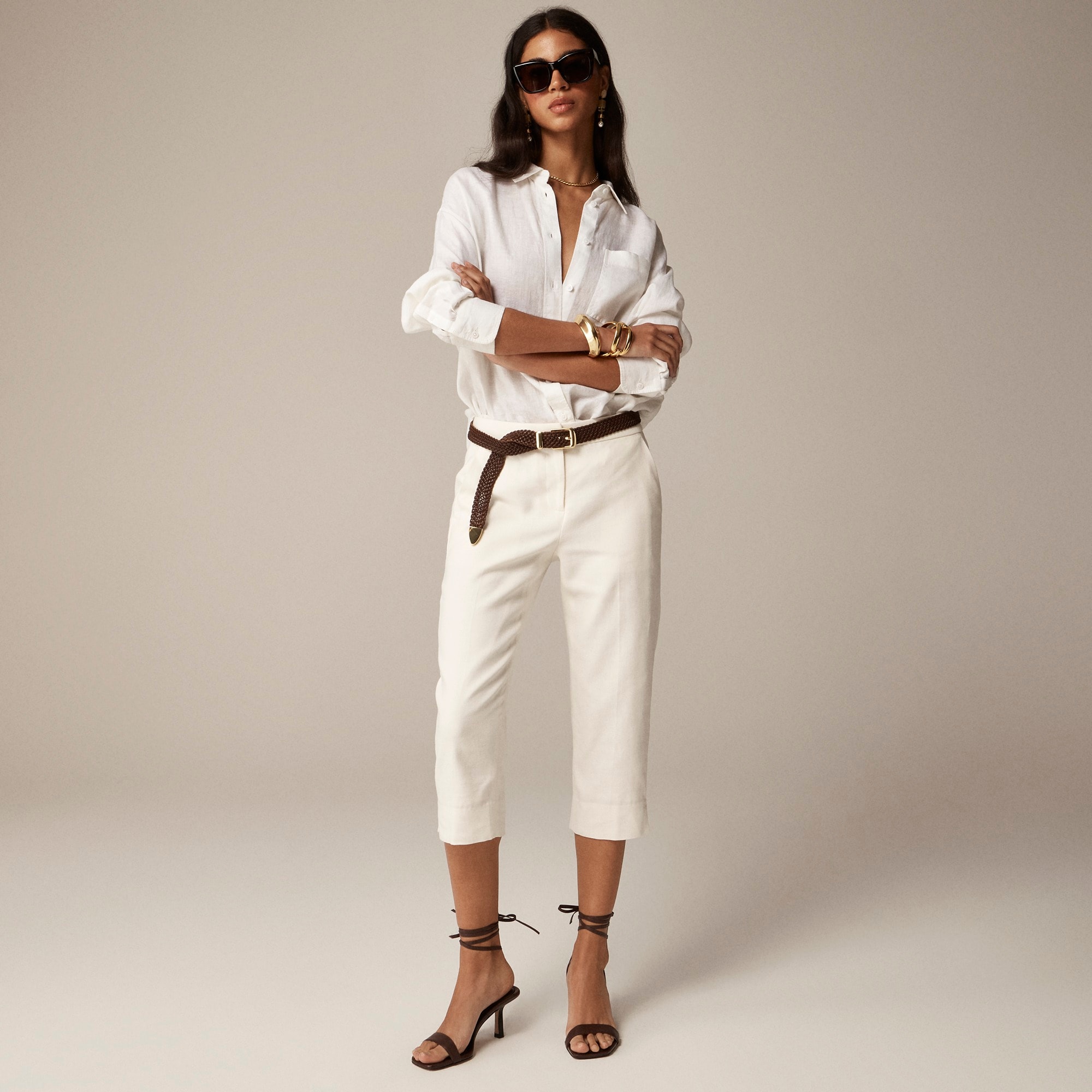Kate capri pant in stretch linen blend