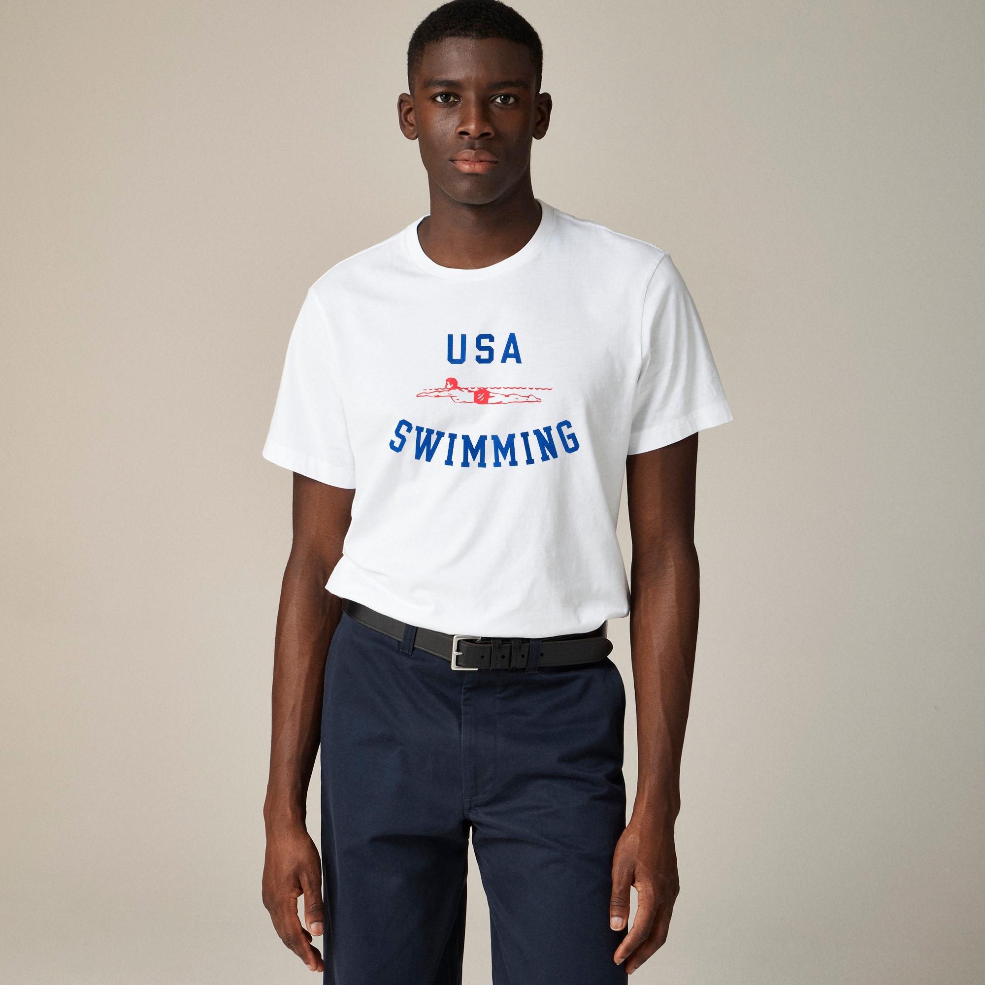 mens Limited-edition USA Swimming&reg; X J.Crew Broken-in graphic T-shirt