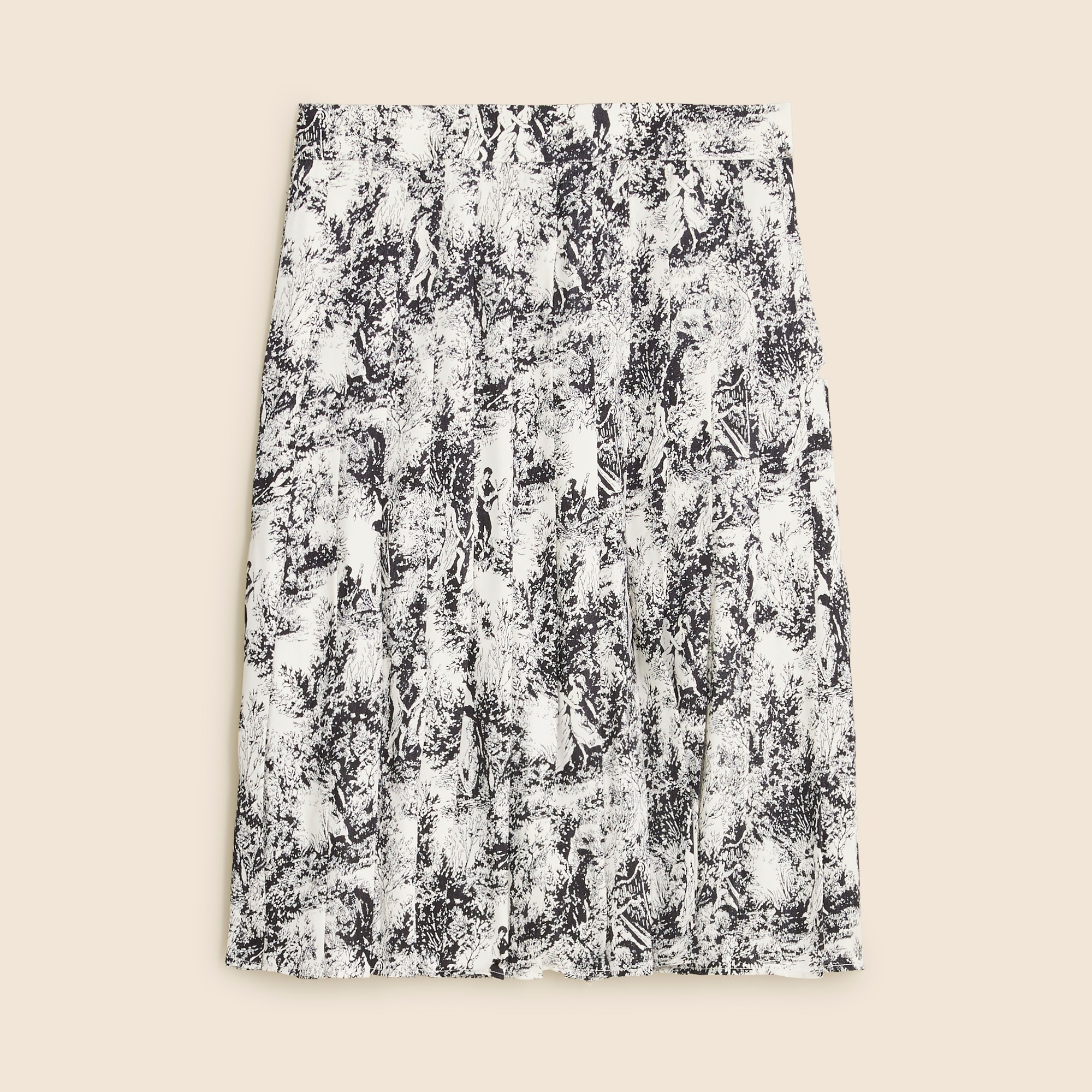 Pleated knee-length skirt in drapey viscose twill