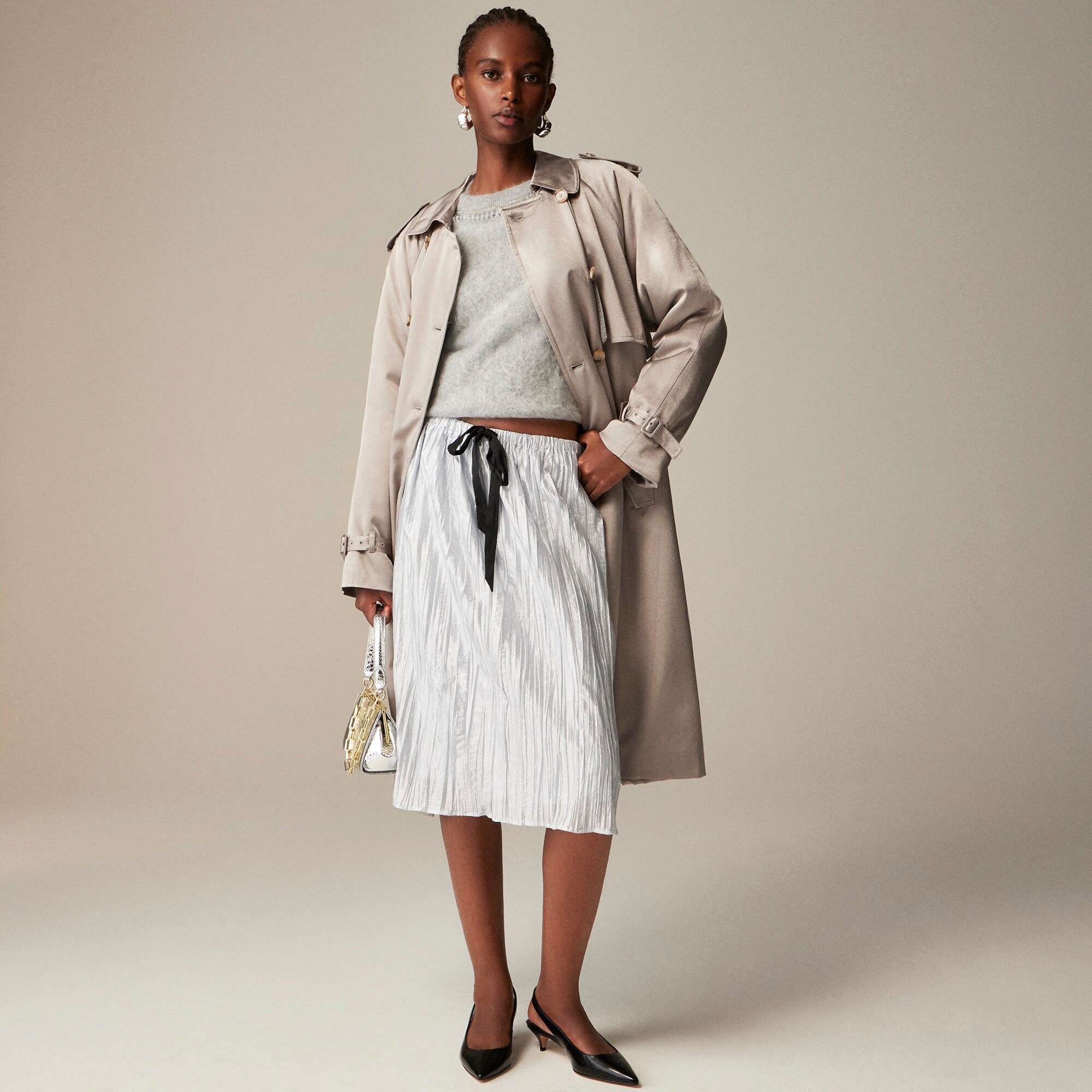 Collection Knee-length Skirt In Crinkled Nylon For Women | J.Crew