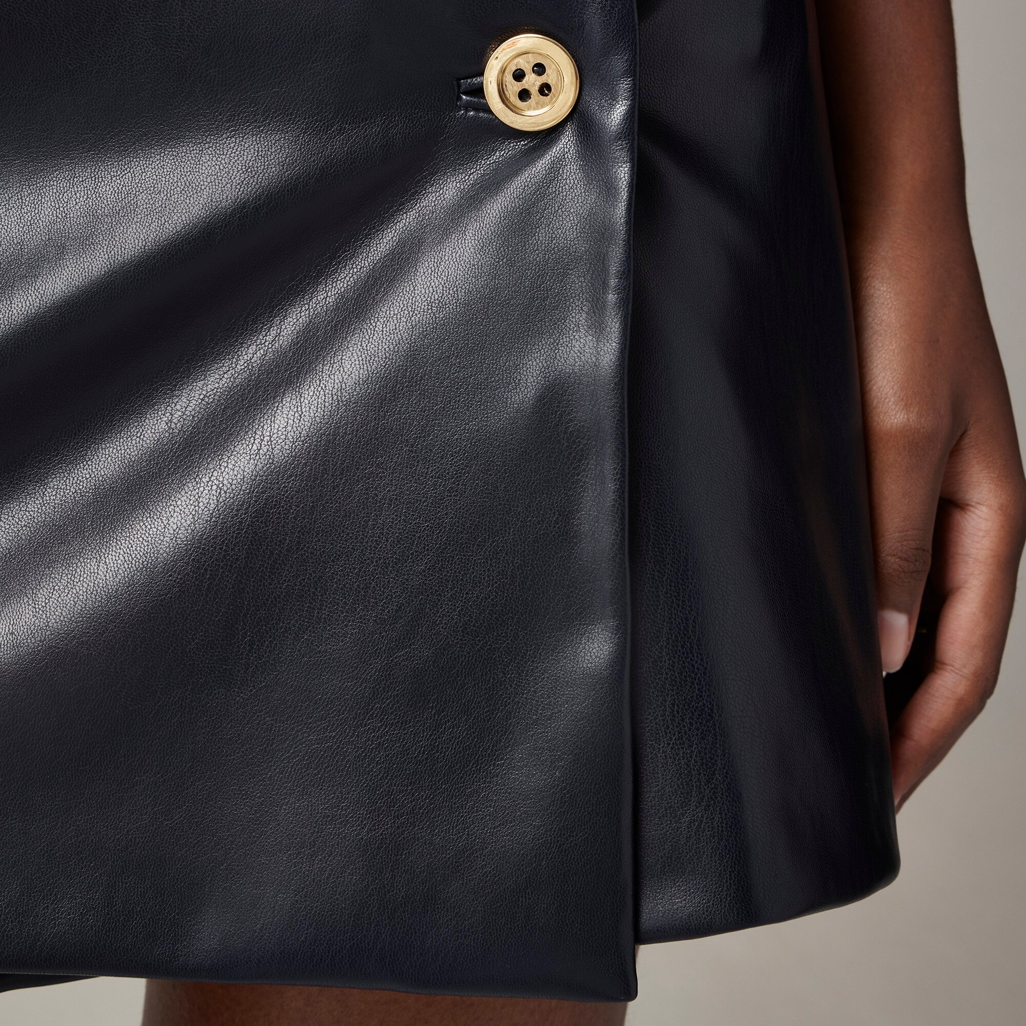 Mini wrap skirt in faux patent leather
