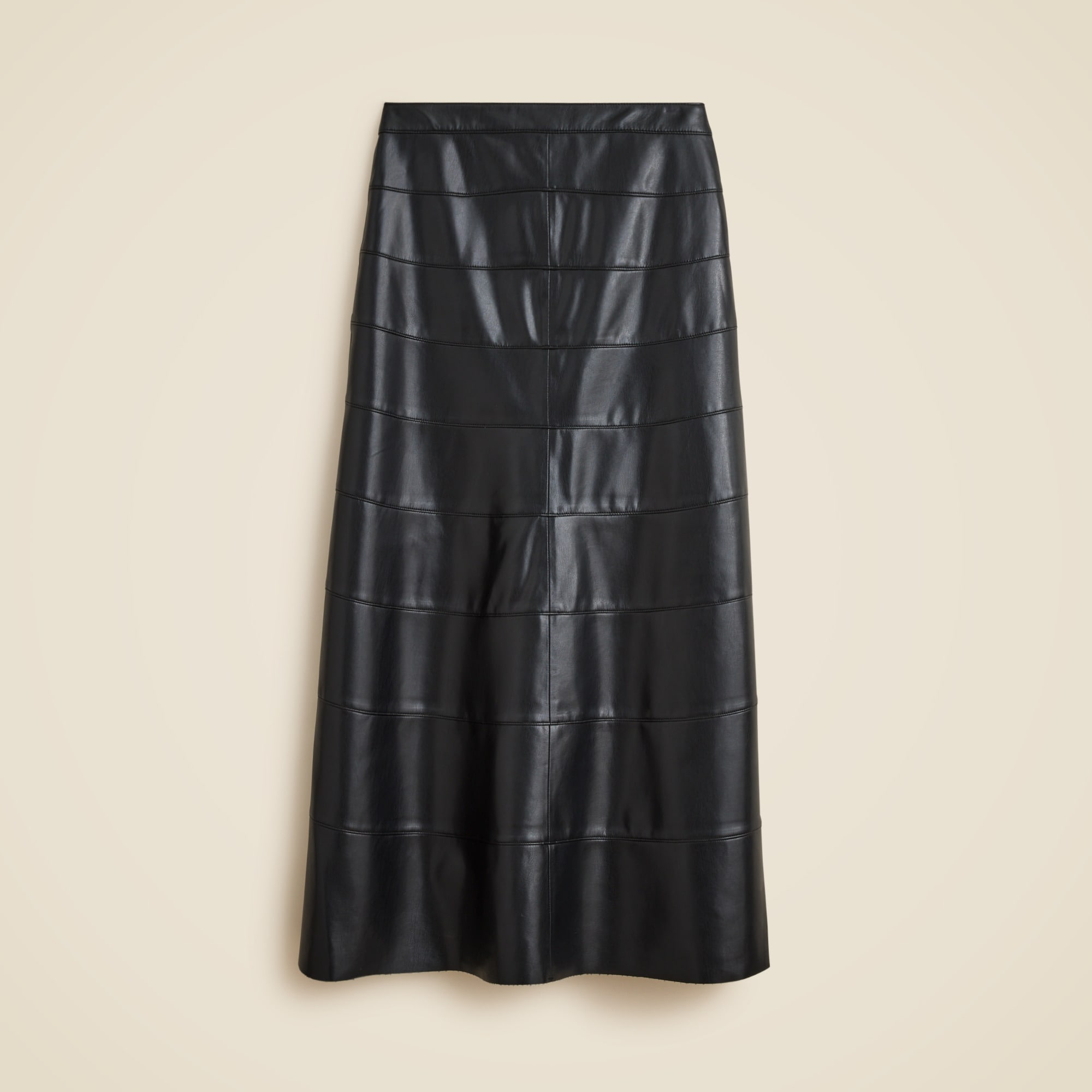 Seamed circle skirt in faux leather