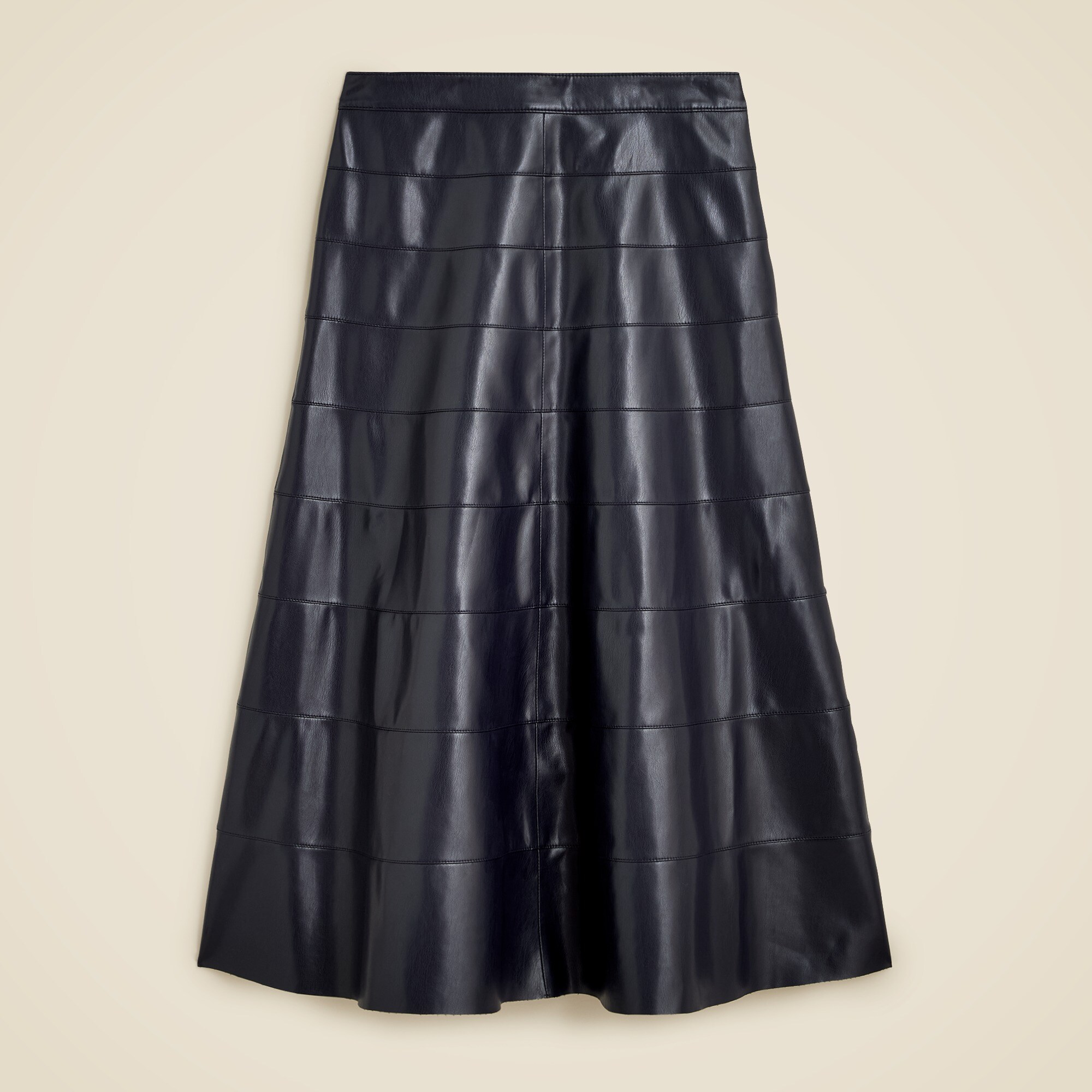 Seamed circle skirt in faux leather